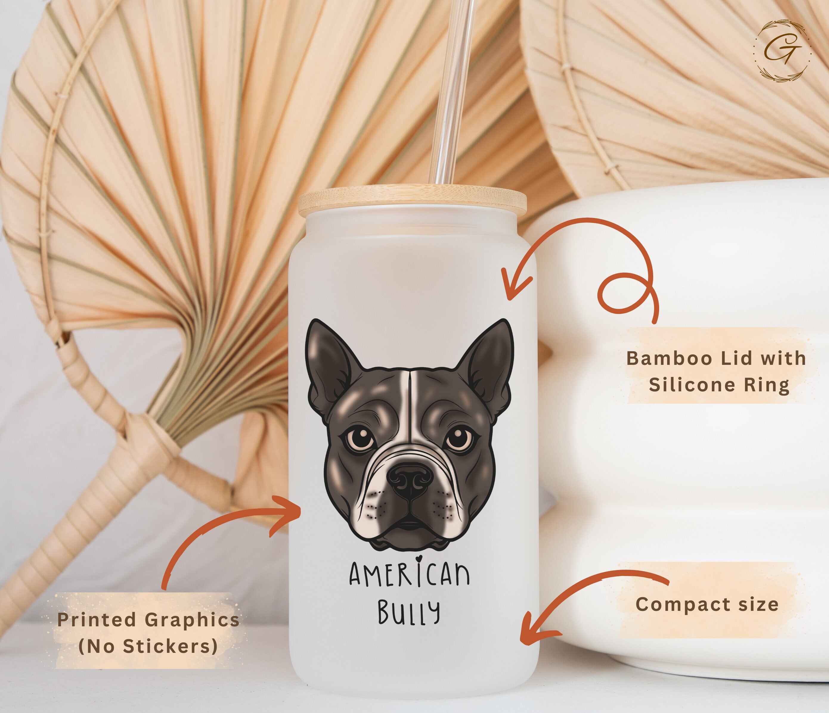 Personalized Dog American Bully Tumbler Frosted Glass With Personalized Name