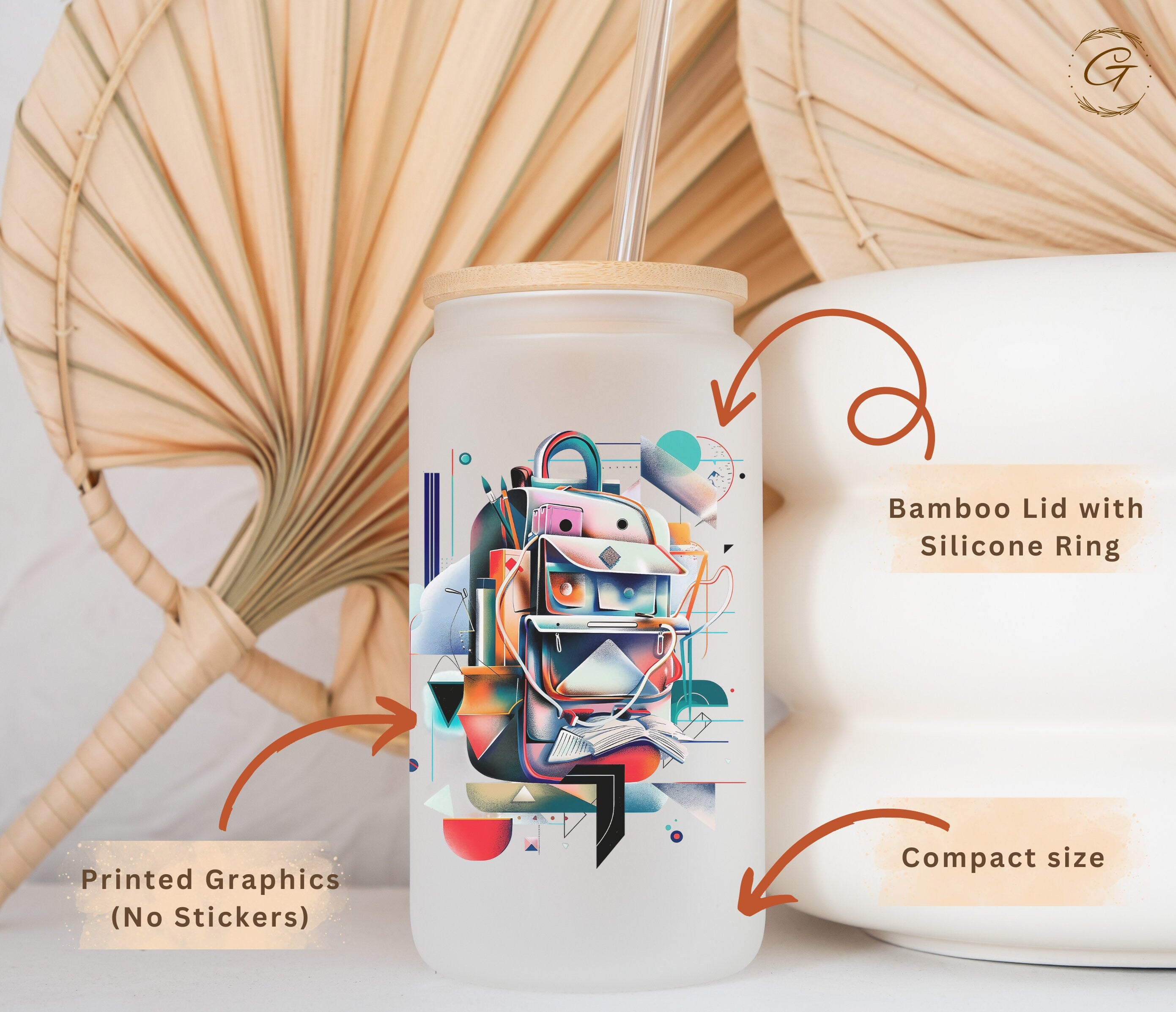 Back to School Design Frosted Glass Cup