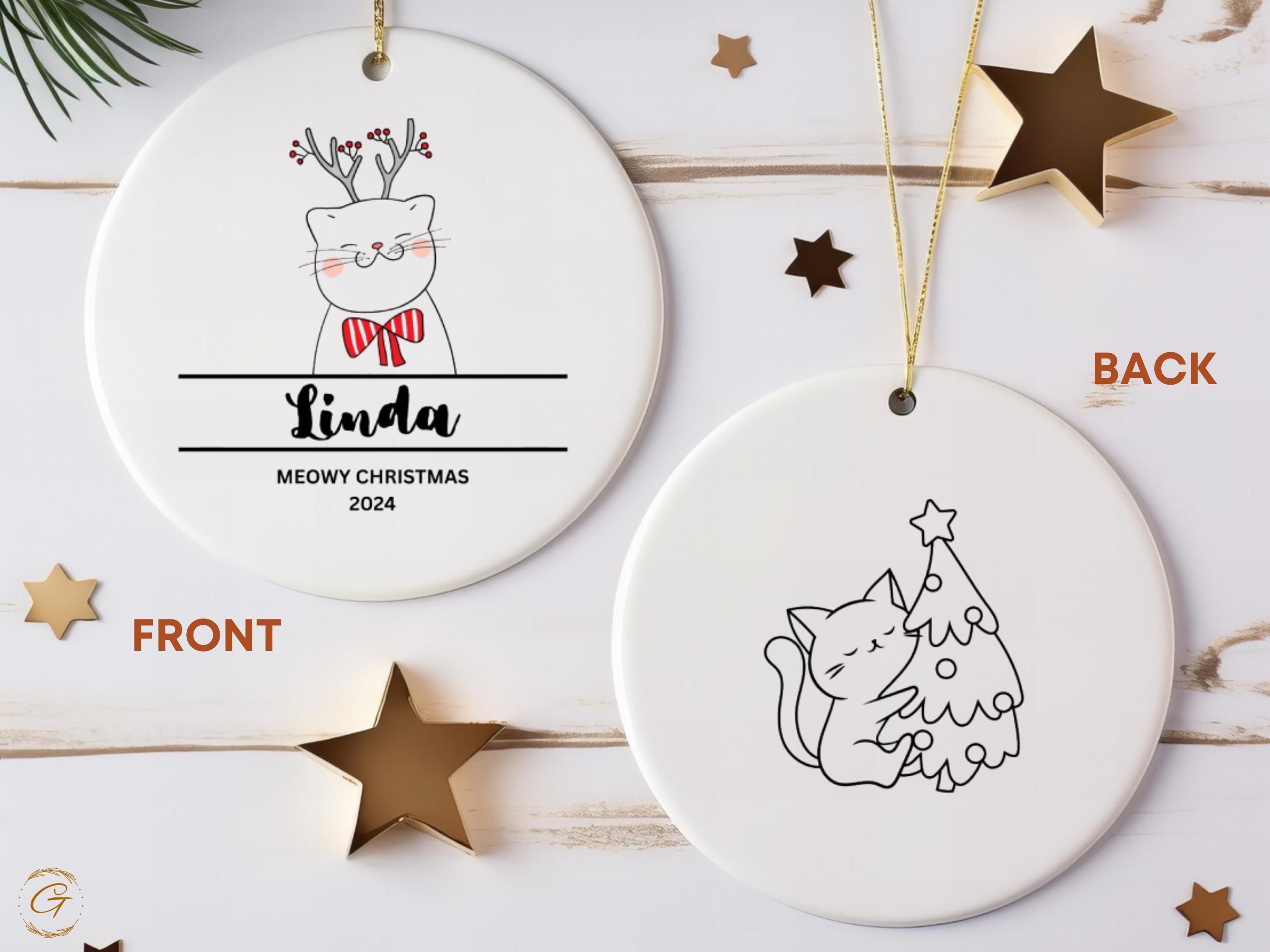 Personalized Christmas Cat Ornament, Custom Name Cat Decoration, Cute Holiday Gift for Cat Lovers, Meowy Christmas 2024, Unique Holiday Gift