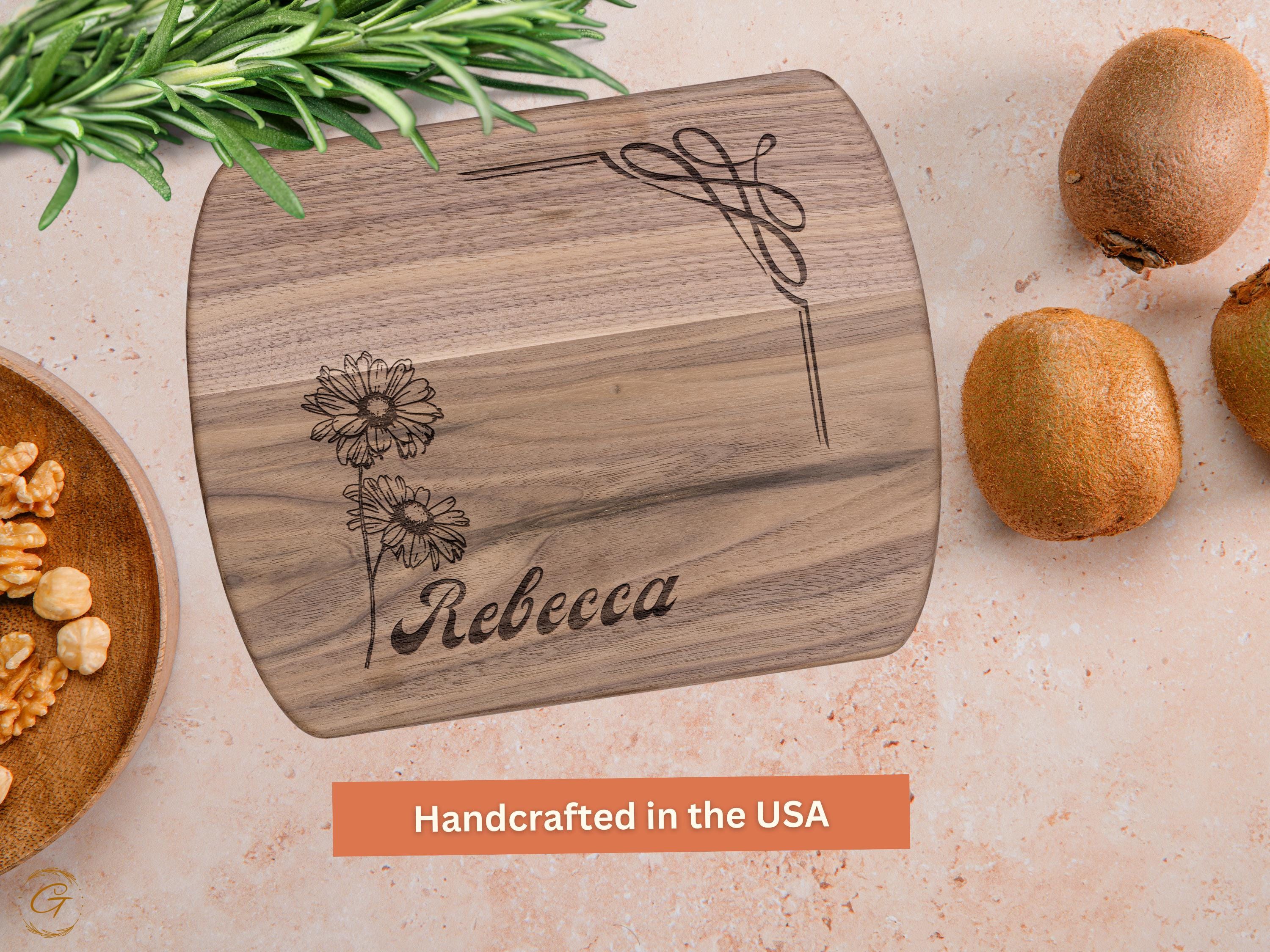 Personalized Cutting Board with Name & Daisy Flower- April Birthday Gifts