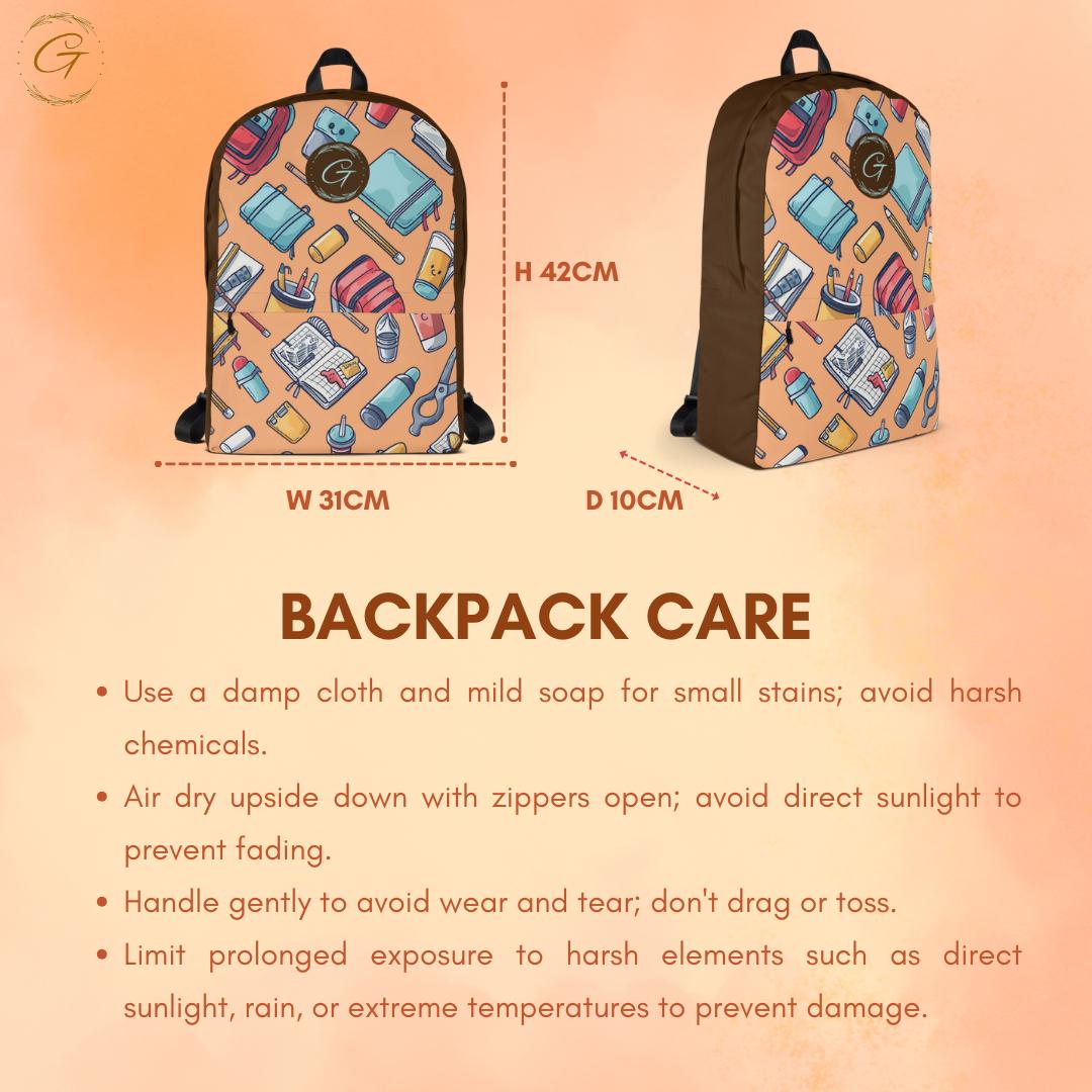 School Supplies Print Backpack