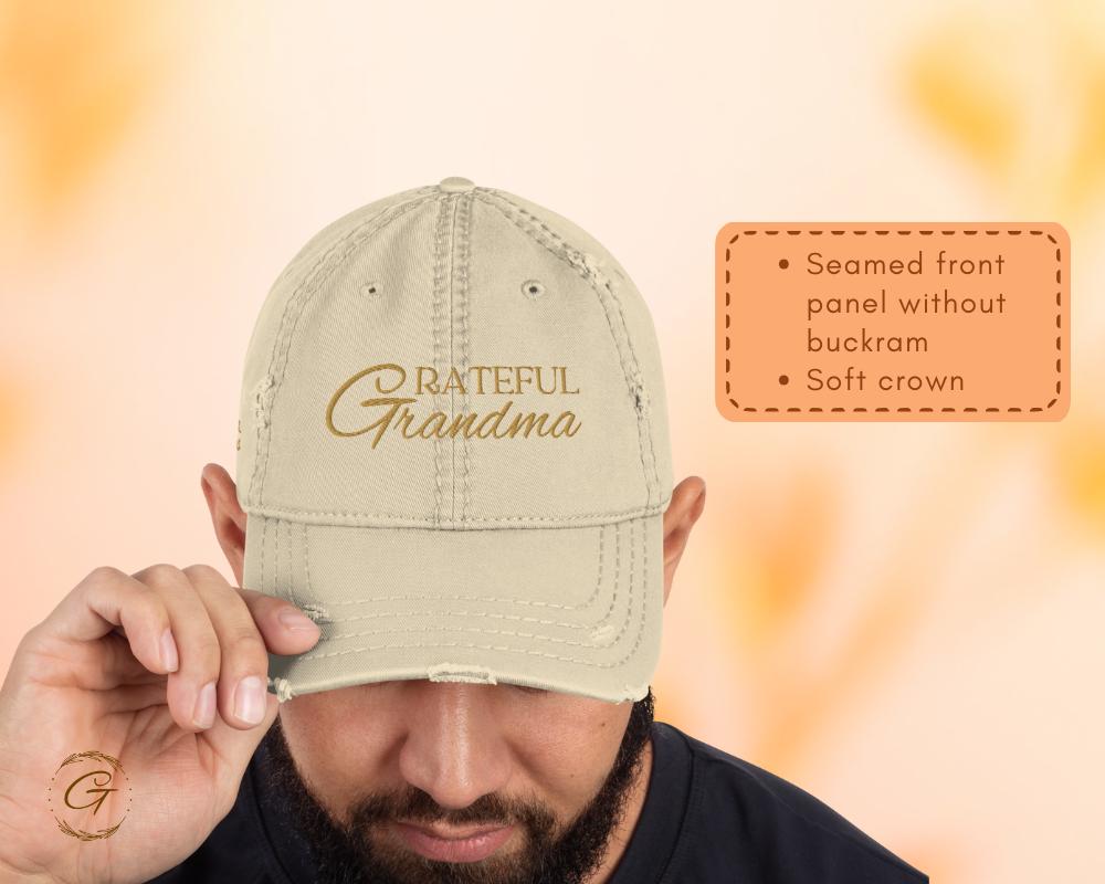 Grateful GRANDMA Bold Design Distressed Dad Hat