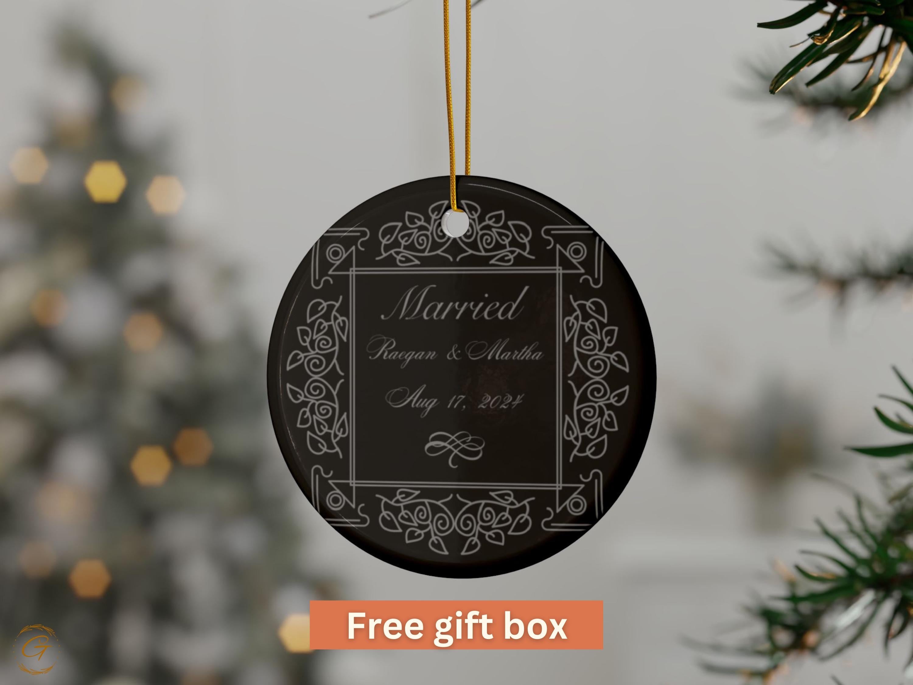 Personalized Elegant Wedding Ornaments, Personalized Wedding Keepsake Ornaments, Custom Marriage Date Decors, Unique Wedding Gifts Ornaments