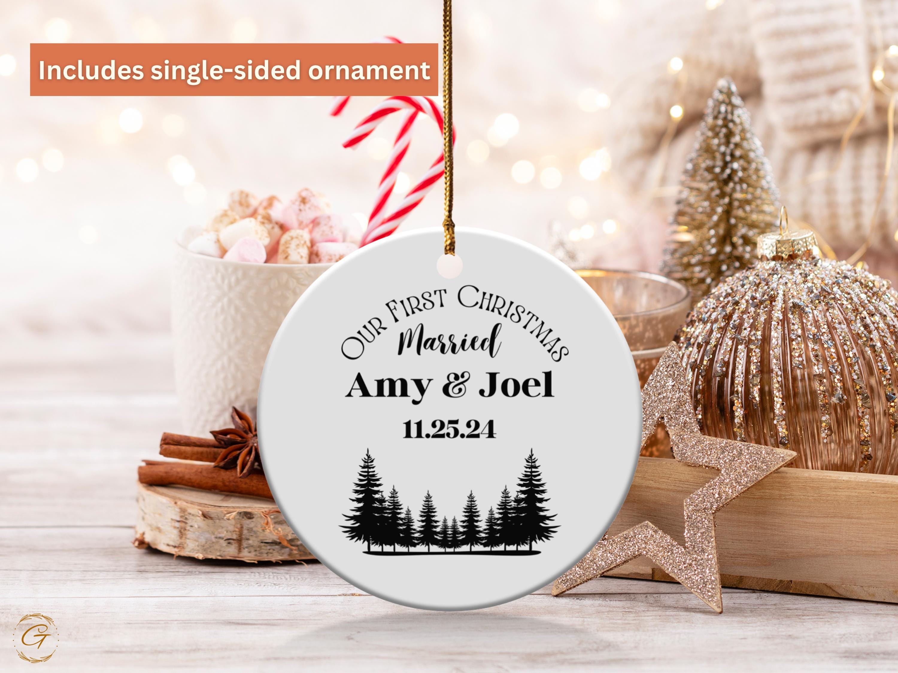 Personalized First Christmas Ornament, Married Personalized Ornament, Custom Tree Design Ornament Keepsake Newlywed Gift, Ideal Married Gift