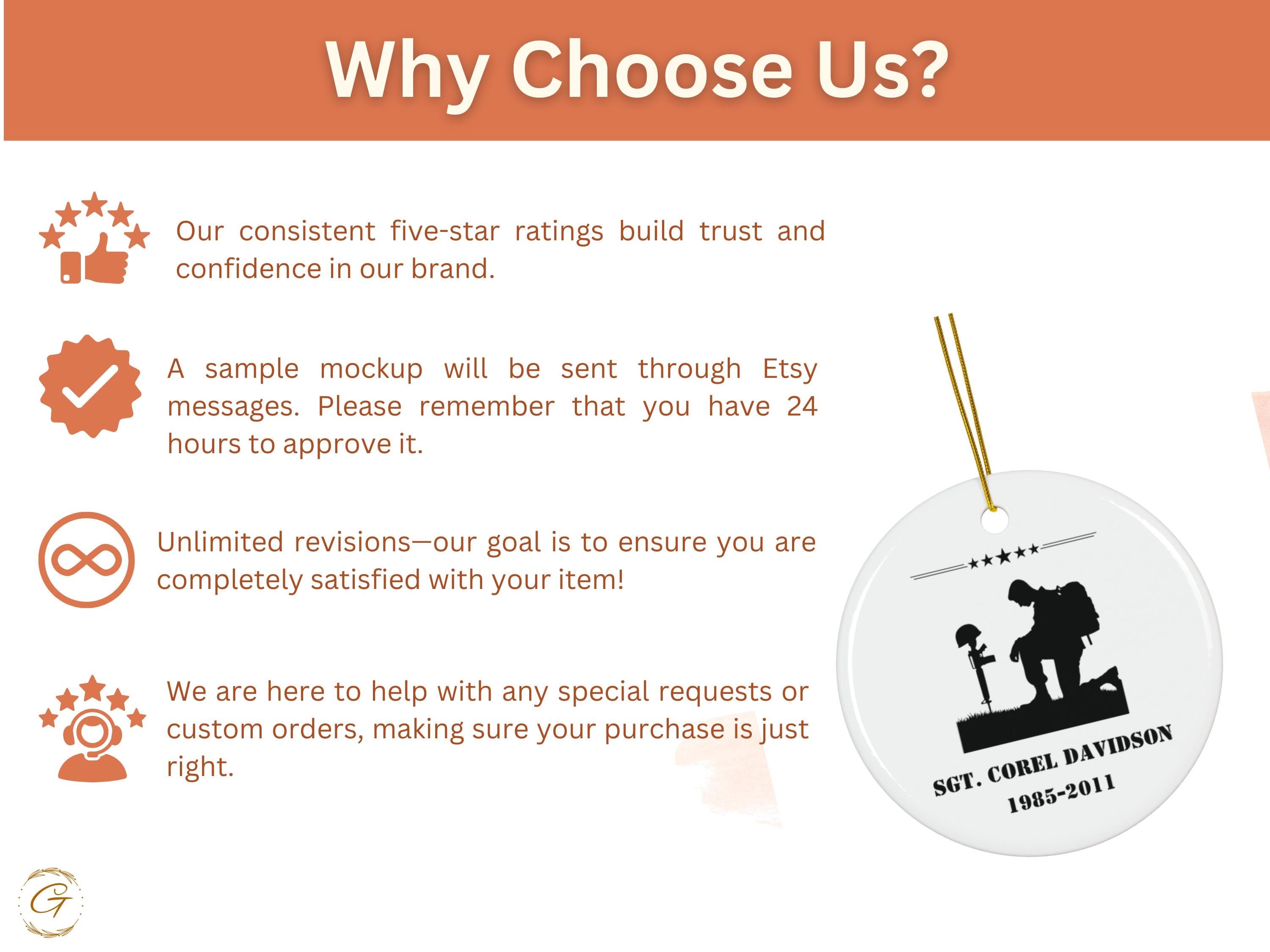 Personalize Memorial Hero Ornament, Soldier Tribute Keepsake, Personalize Fallen Hero Decoration, Military Remembrance Gift, Custom Memorial