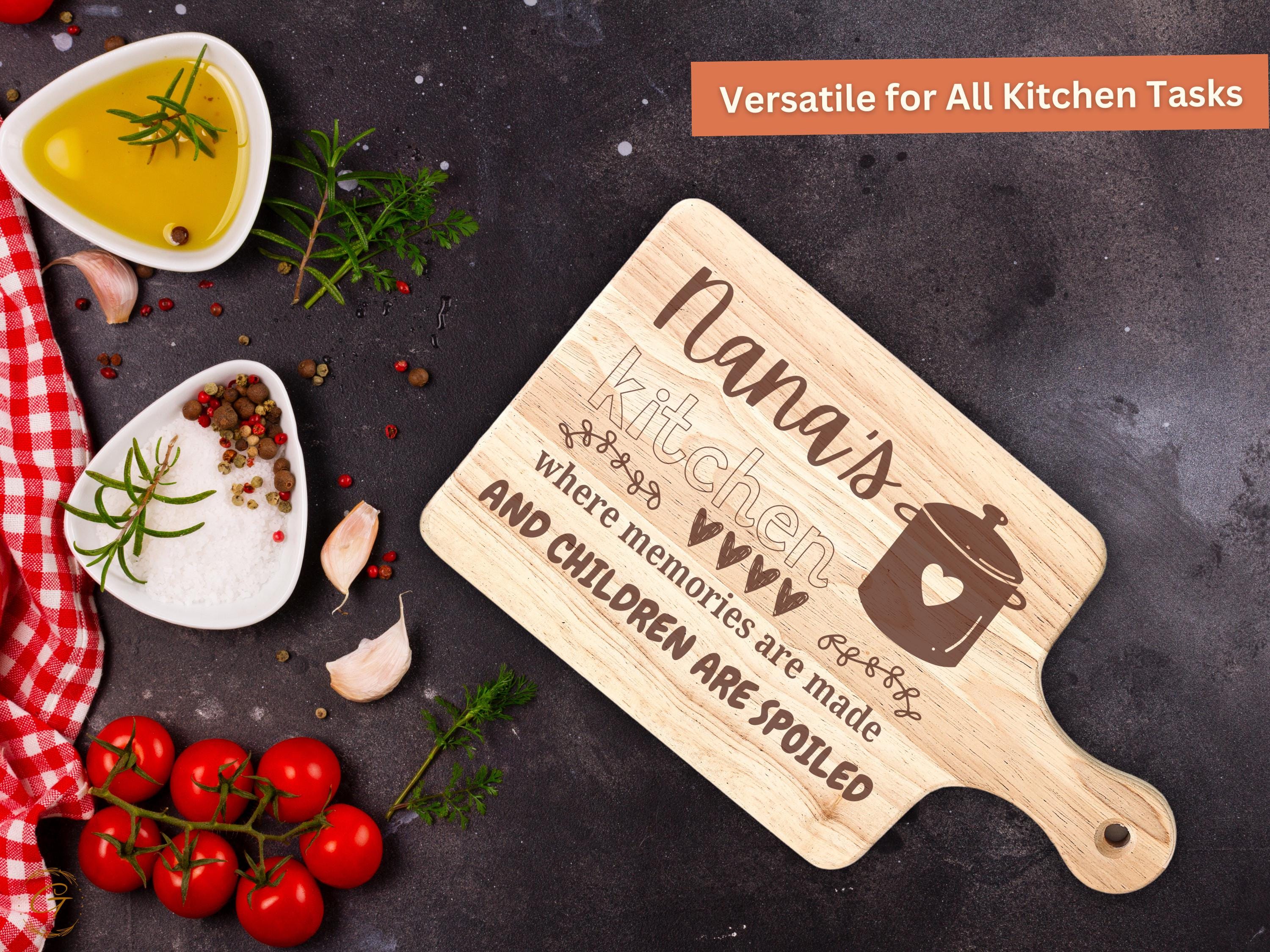 Nana's Kitchen Hardwood Cutting Board | Where Memories Are Made & Children Are Spoiled | Engraved Gift for Grandma's Kitchen | Gift for Nana