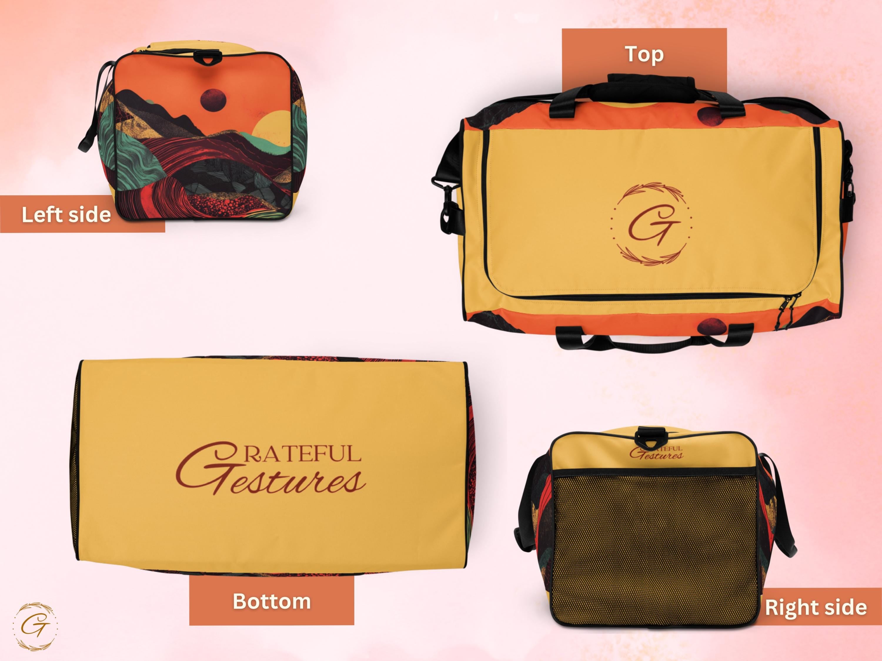 Sunset Mountain Duffel Bag - Bold Gym Bag with Nature-Inspired Art