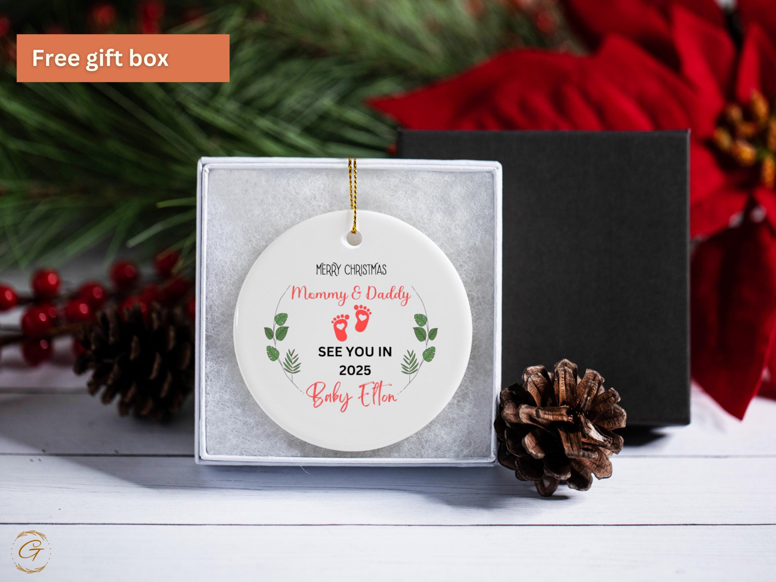 Personalized Pregnancy Announcement Christmas Ornament, Personalized Gift for Expecting Parents, Custom Unique Holiday Keepsake New Families