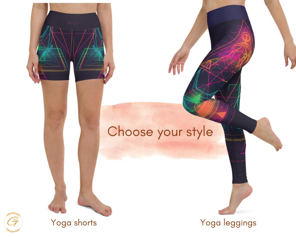 Neon Geometric AOP Yoga Leggings & Shorts