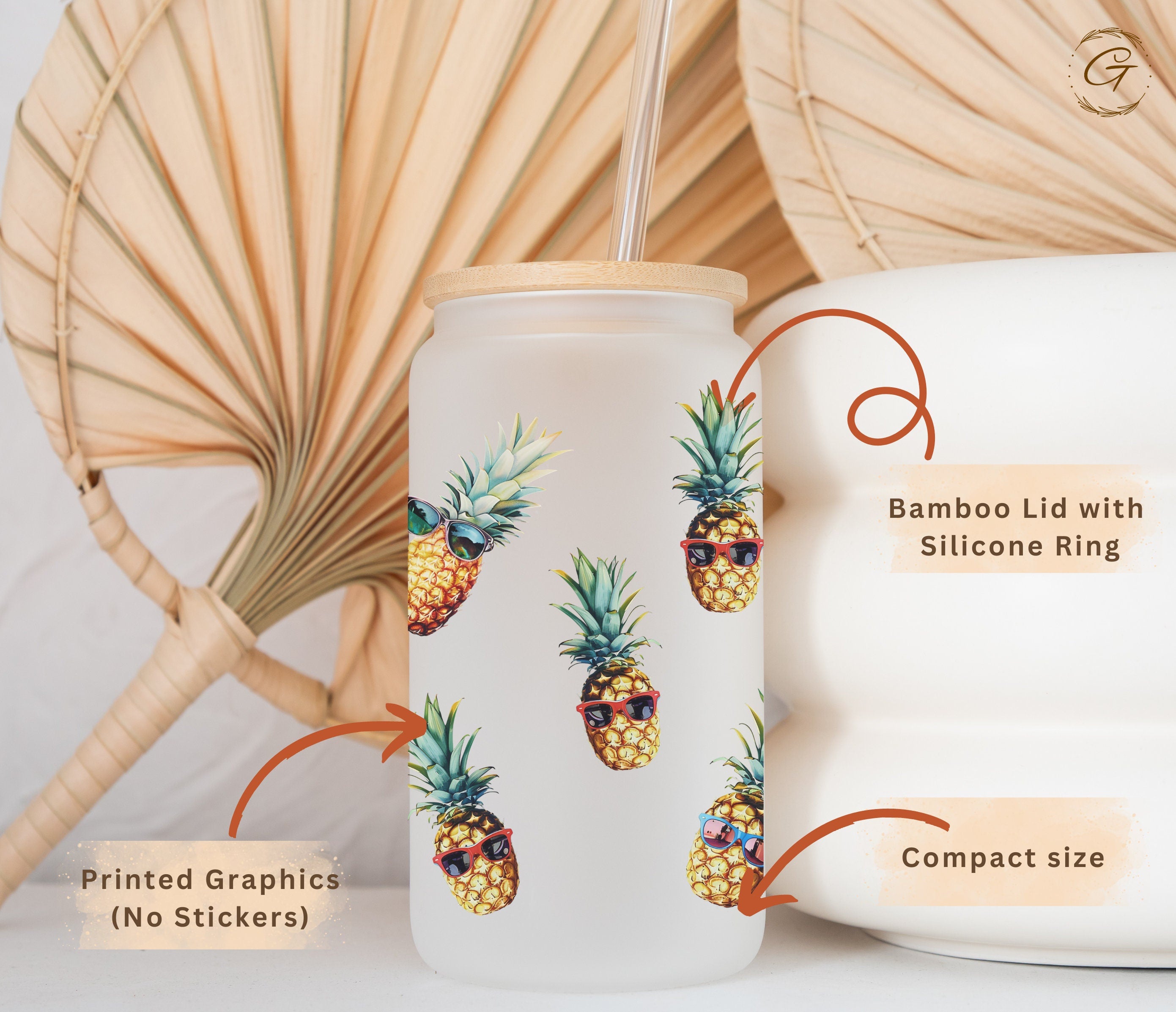Pineapple Pattern Design Frosted Glass Tumbler