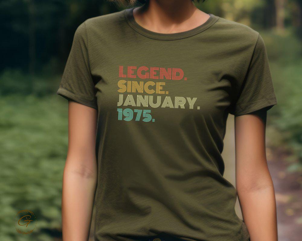 Legend Since January 1975 Retro Birthday Tee, Vintage Birthyear T-Shirt
