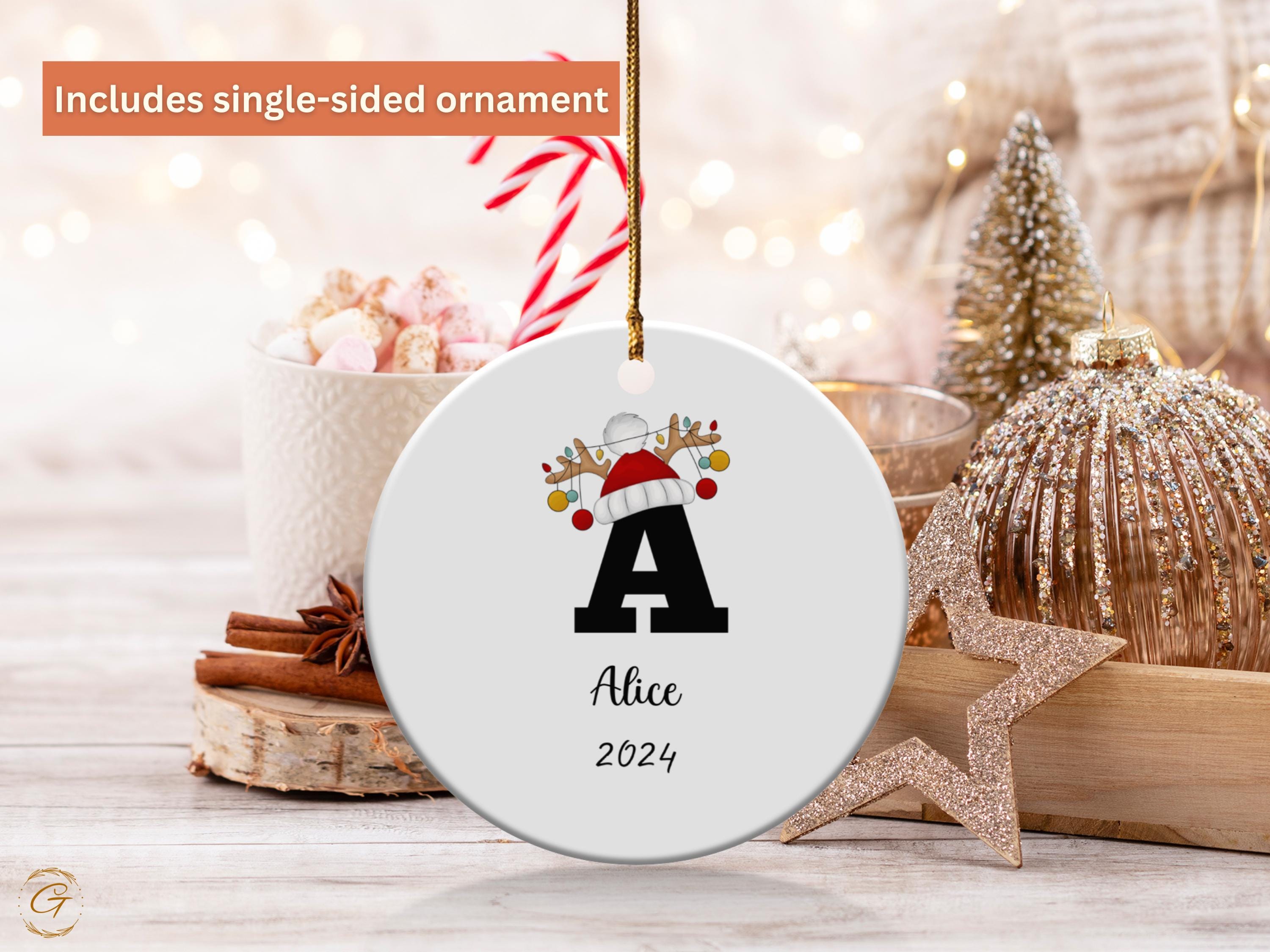 Personalized Letter Christmas Ornament, Initial Letter Holiday Decor, Festive Holiday Decorations, Custom Gift 2024, Handcrafted Hanging Art
