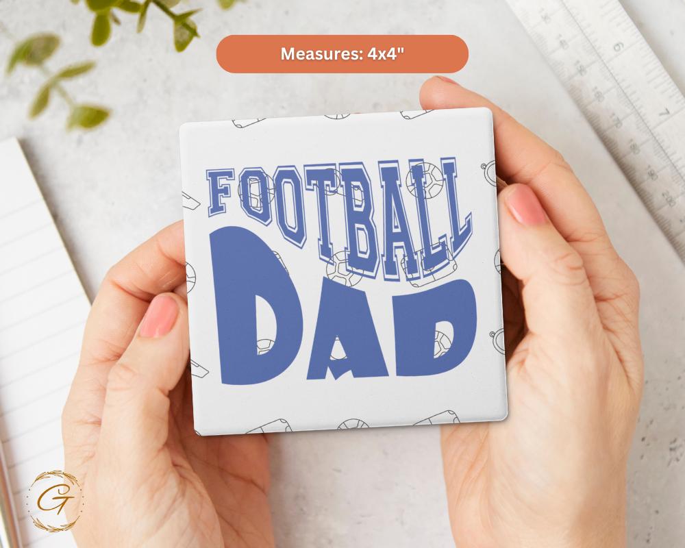 Football Dad Square Soapstone Coasters with Cork Backing