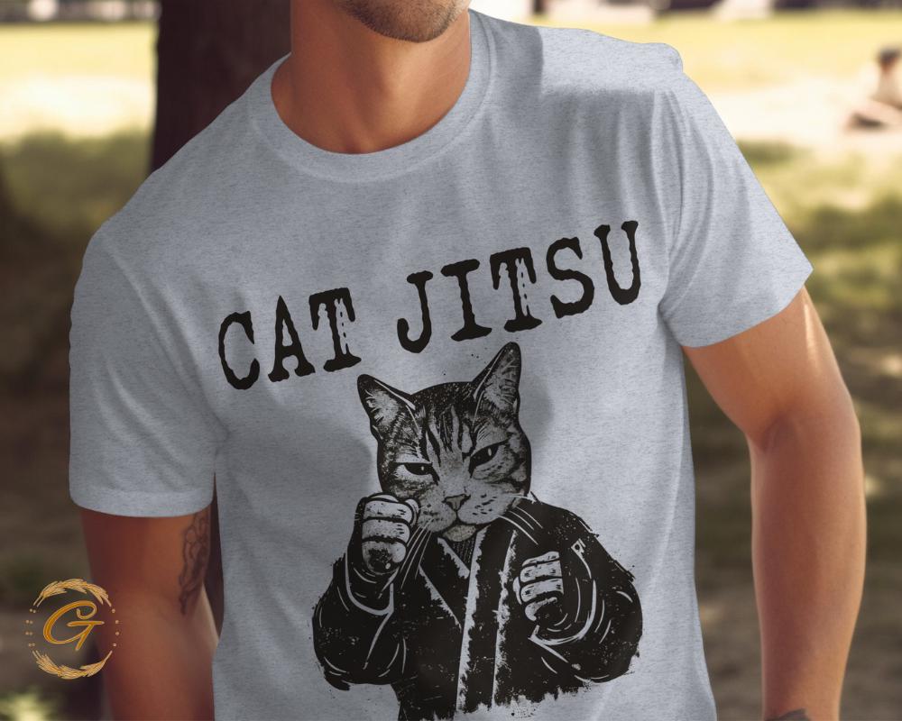 Cat Jitsu Design T-Shirt, Karate Cat Tee