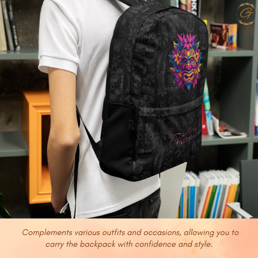 Unique Tiki Mask Backpack - Stylish and Durable Travel Bag