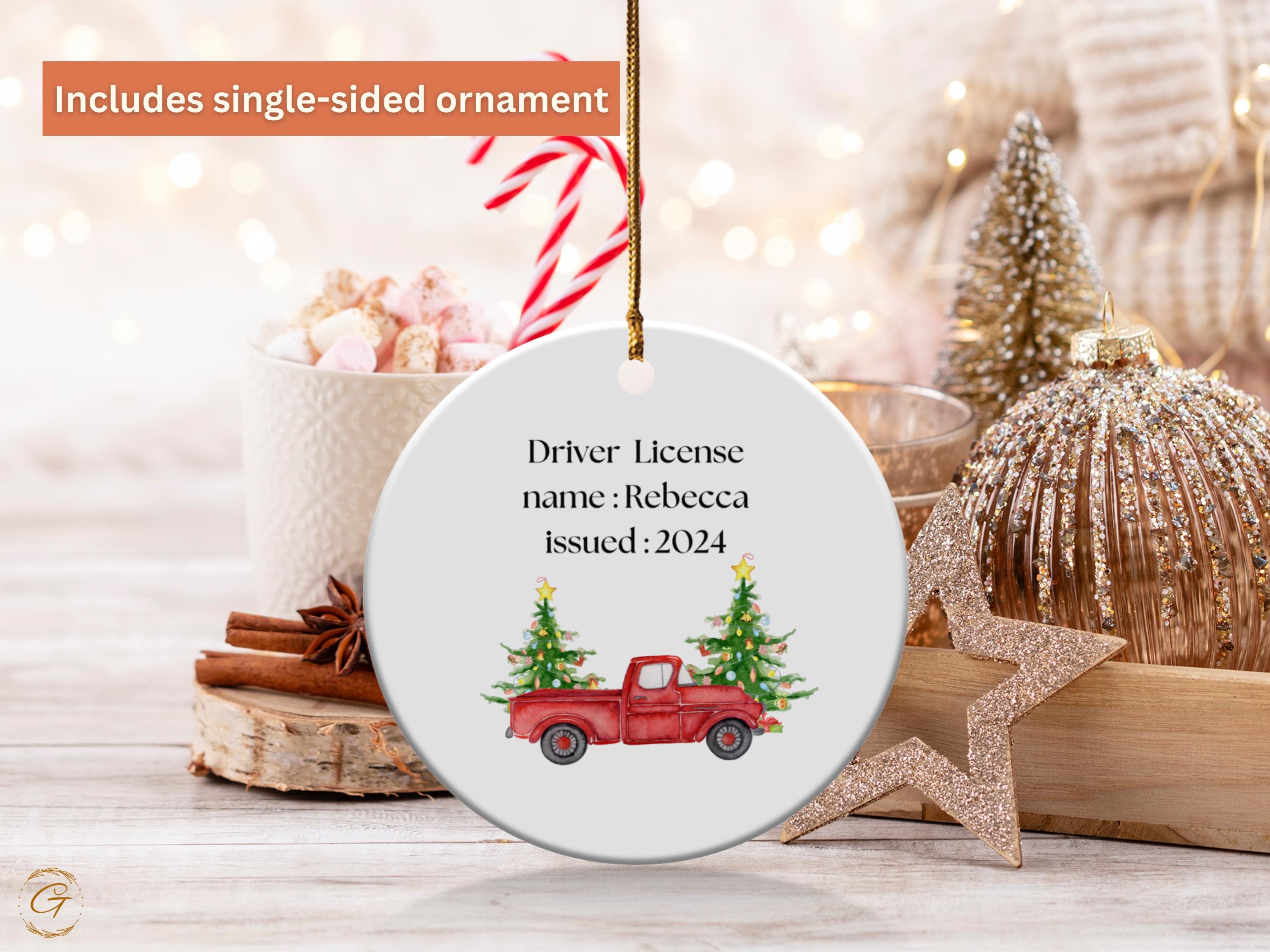 Personalized Christmas Drivers License Ornament, New Driver Gift Holiday Keepsake, Custom Name and Year Décor Christmas Gift for New Drivers
