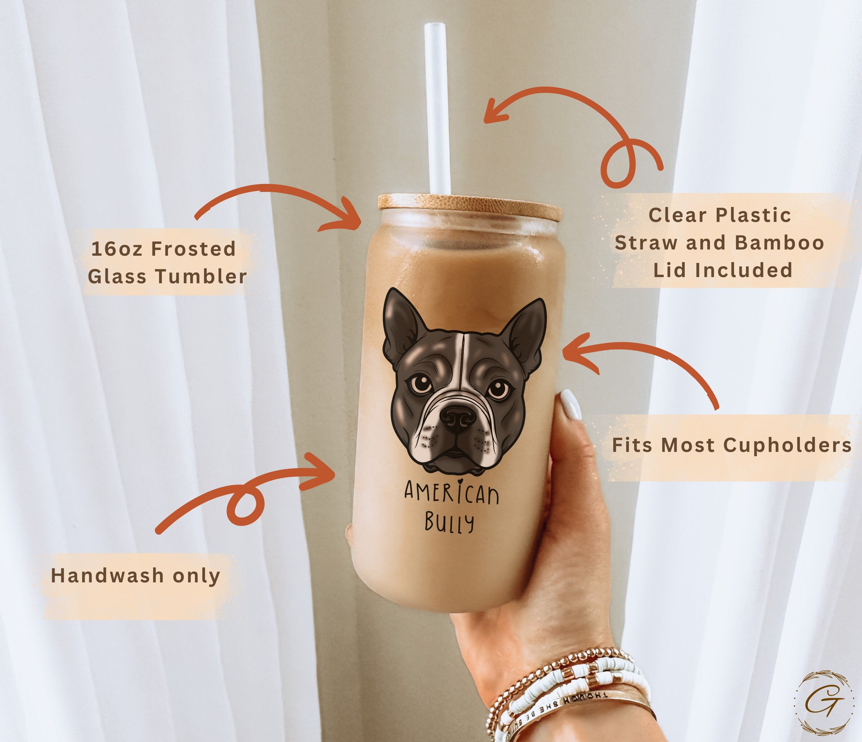 Personalized Dog American Bully Tumbler Frosted Glass With Personalized Name