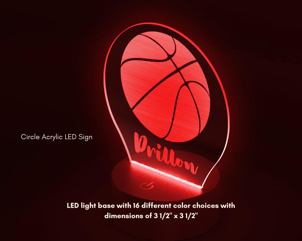 Sports Circle Acrylic LED Sign, Personalized Room Decor