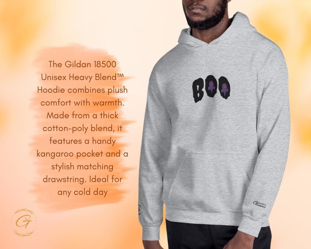 Halloween Boo Hoodie, Embroidery Ghost Design Hooded Pullover Spooky Sweatshirt, Ghostly Hooded Top Halloween Pullover with Hood, Boo Hoodie