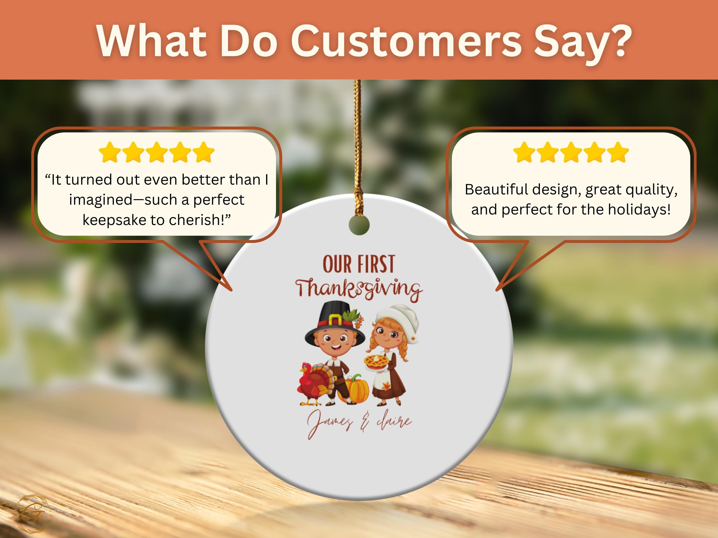 First Couple Thanksgiving Ornament, Cute Thanksgiving Decoration, Personalized Holiday Keepsake, Kids Holiday Gift, Harvest Celebration Gift