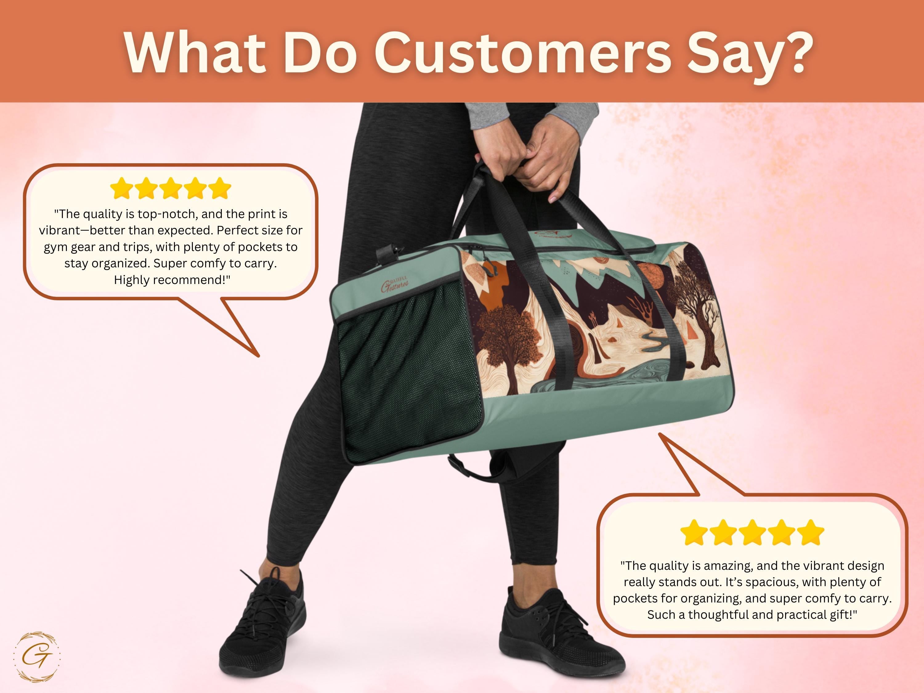 Abstract Nature AOP Design Duffel Bag - Stylish Gym, Travel, Sports, or Weekend Bag - Durable, Spacious, Lightweight, Trendy Floral Art Bags