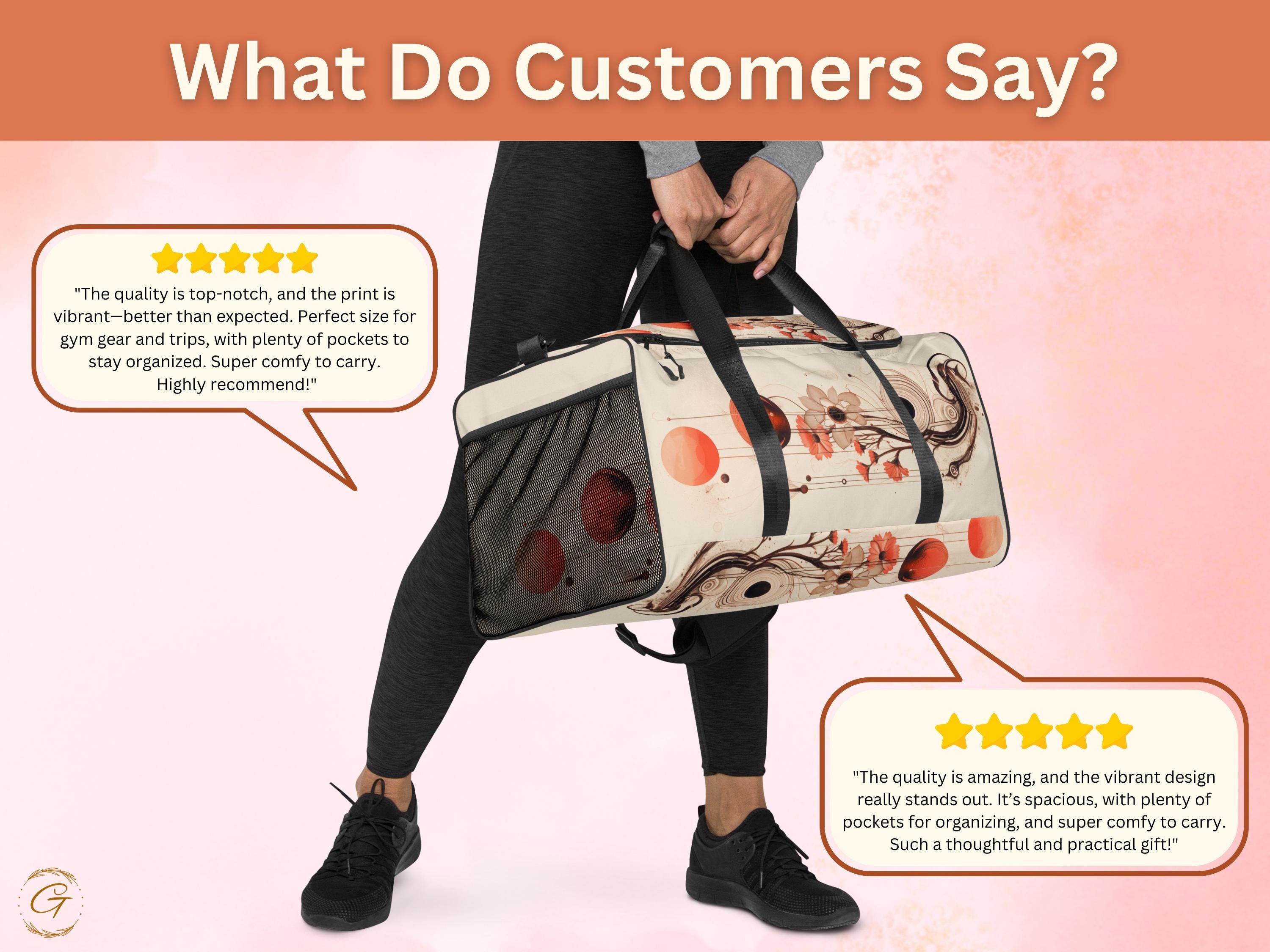AOP Floral Duffel Bag with Abstract Art - Stylish Travel, Gym, Sports, or Weekend Bag - Lightweight, Durable,and Spacious Design, Ideal Gift