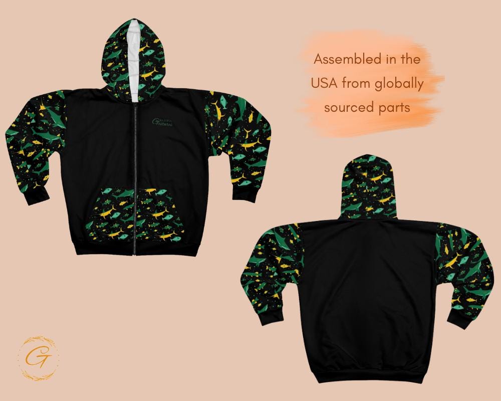 Fishing Design Unisex Zip Hoodie All-Over Print