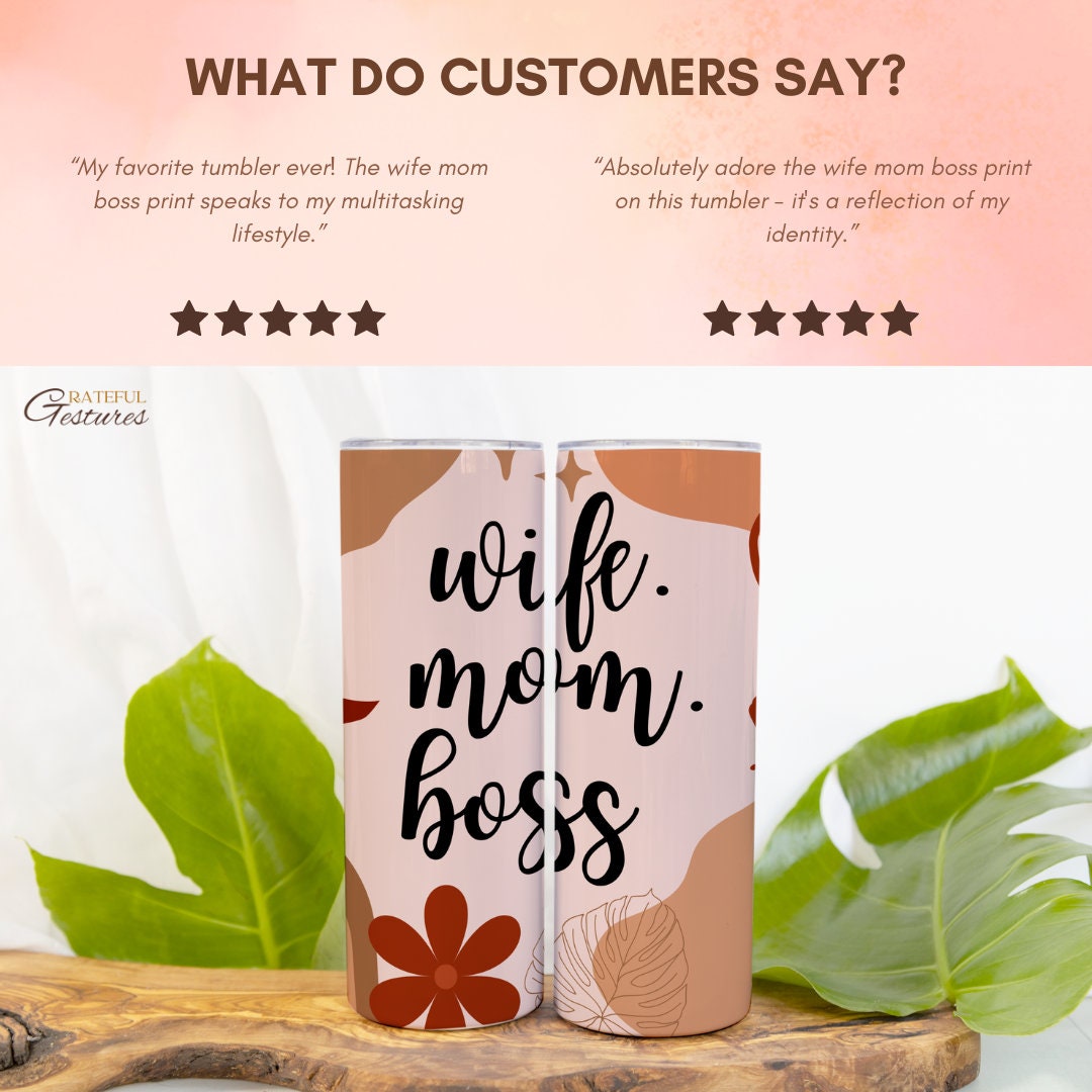 Wife Mom Boss Skinny Tumbler