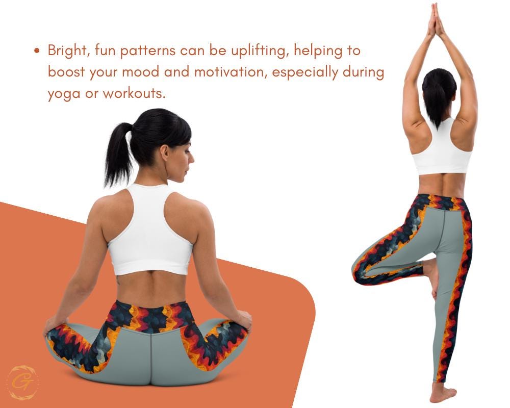 Fiery Wave AOP Yoga Leggings and Shorts - High-Waisted Activewear, Stylish, and Comfortable Activewear for Yogas, Workouts, Everyday Fashion