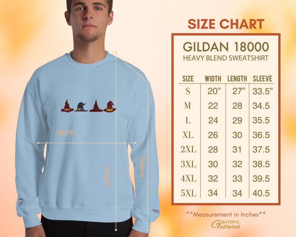 Halloween Sweatshirt, Embroidery Design Witch Hats Crewneck Halloween Sweatshirt, Long Sleeve Top, Casual Pullover Fall Fashion Witchy Shirt