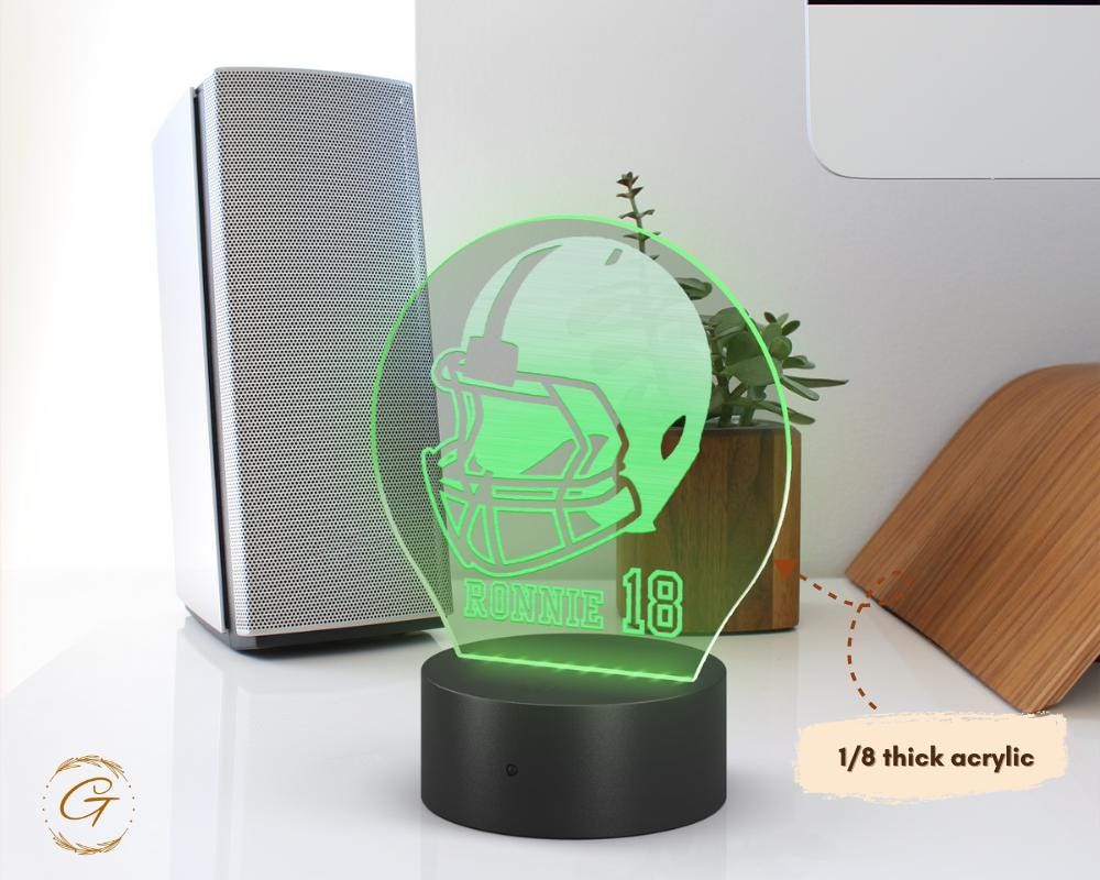 Football Personalized Name Circle Acrylic LED Sign
