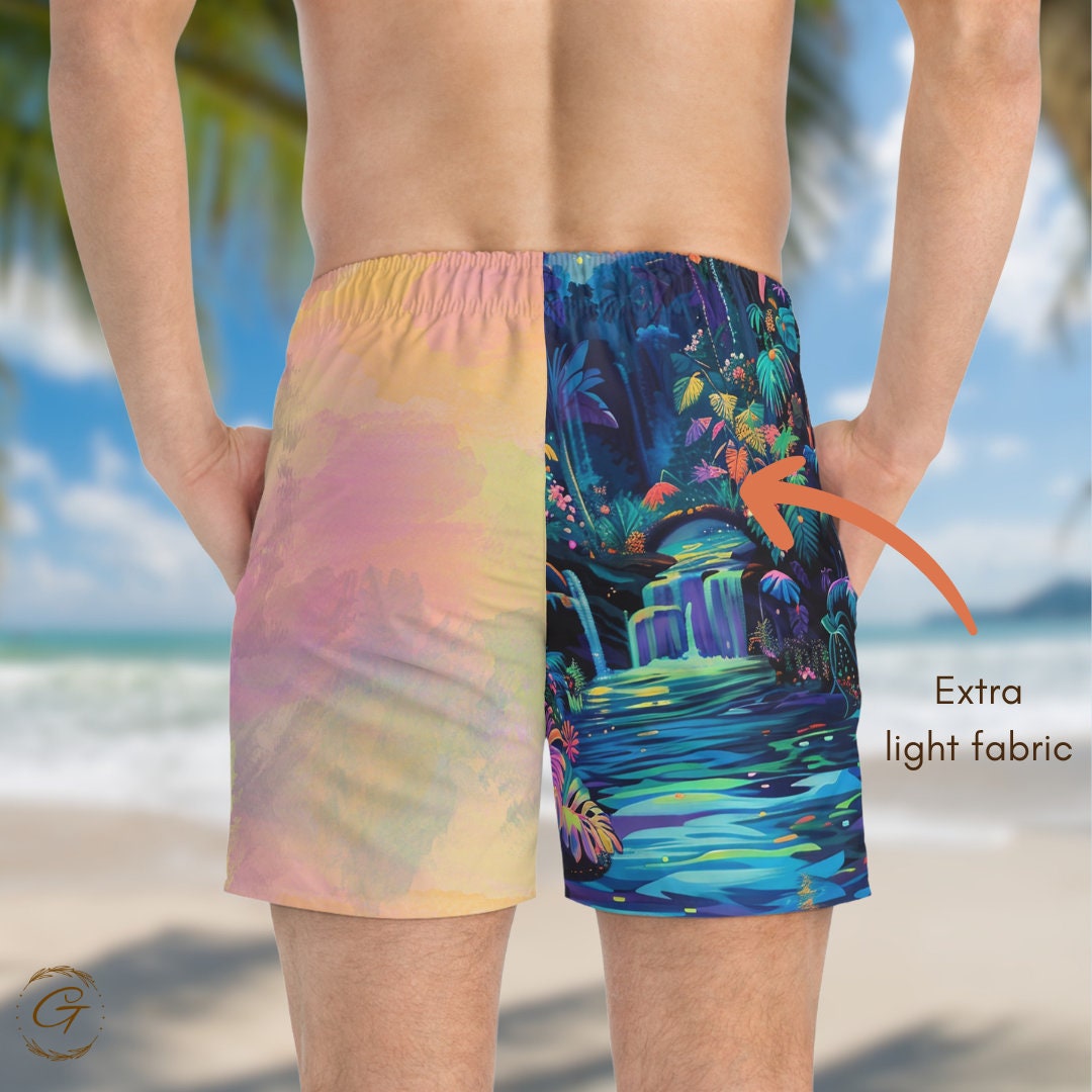 Rain Forest Swim Trunks, Vibrant AOP Design