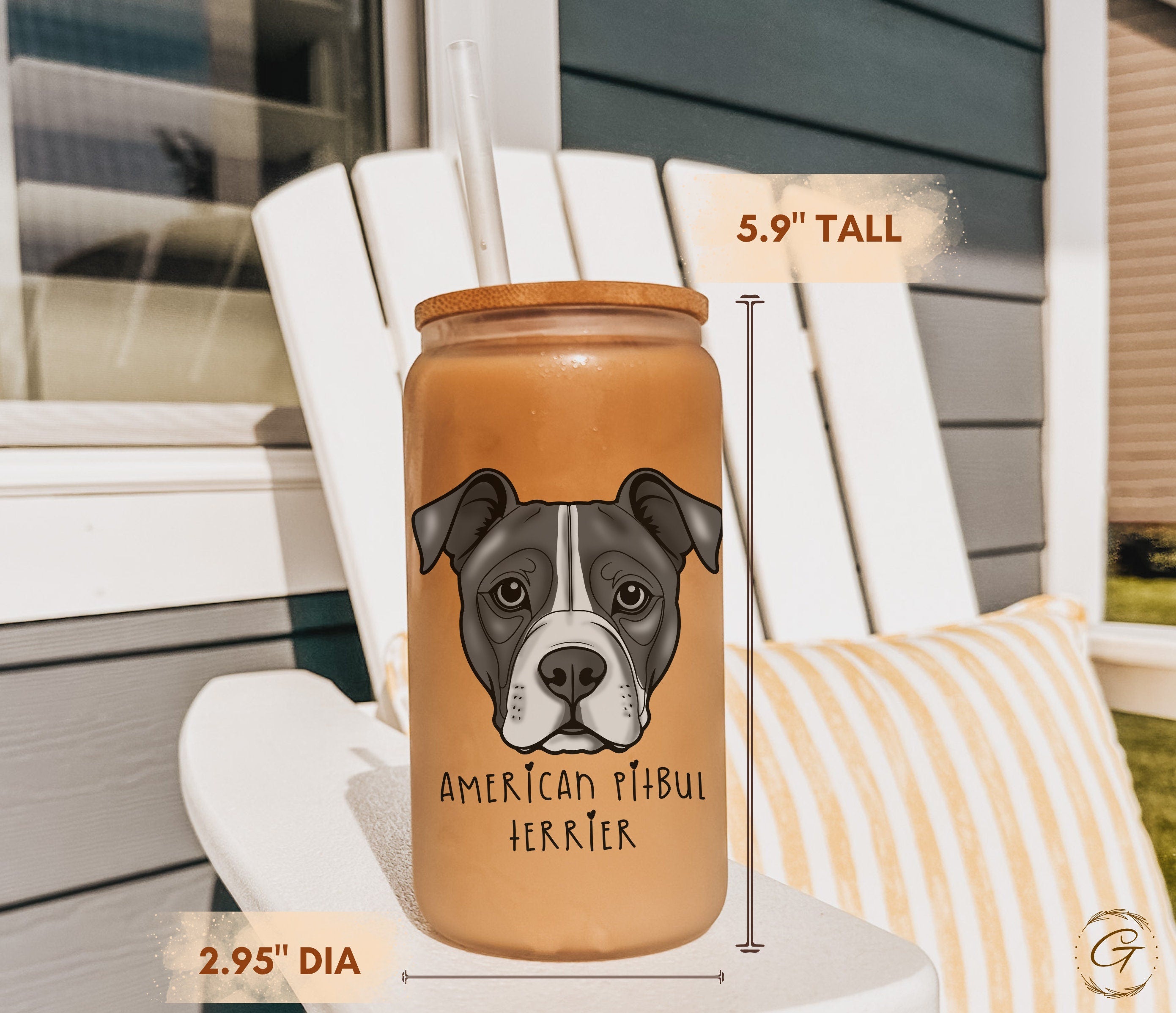 Frosted Glass Tumbler with American Pitbull Terrier Design, Customizable Name Perfect for Pet Lovers and For Daily Use and Pet Owner Gifts