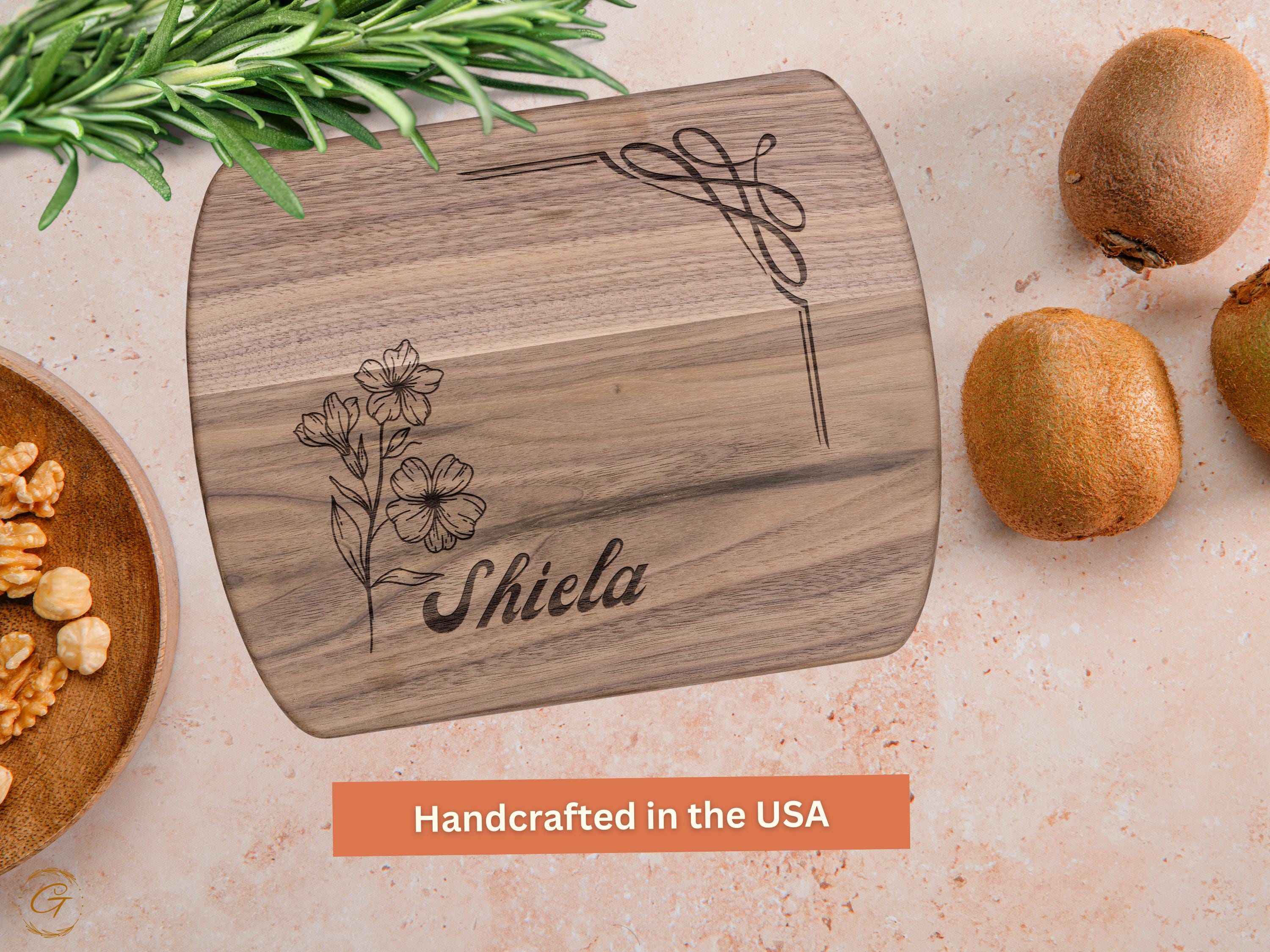 Personalized Cutting Board with Name & Primrose Flower - February Birth Month Gift