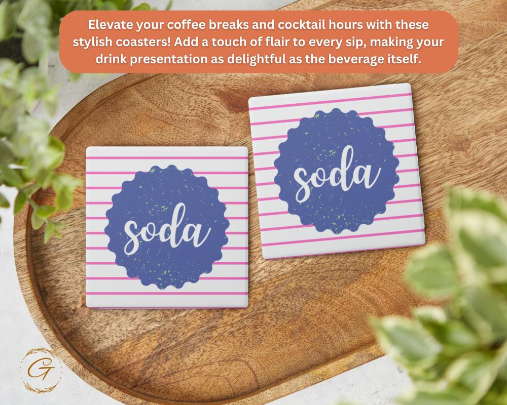 Soapstone Coaster with Soda Retro Design