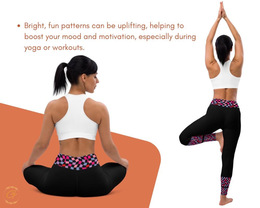 Vibrant Checkered Yoga Shorts and Leggings, Comfortable High Quality Activewear, Perfect for Workouts Yoga and Everyday Wear Stretchy Fabric