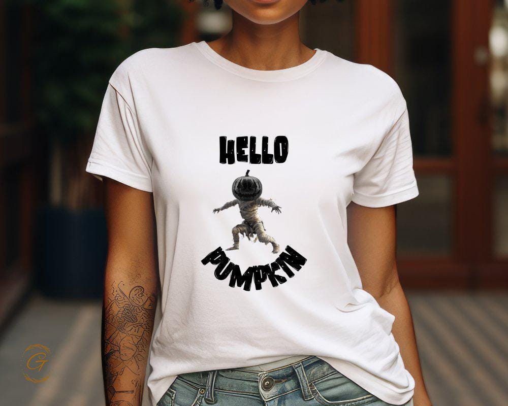 Halloween 'Hello Pumpkin' Head T-Shirt, Spooky Season Tee