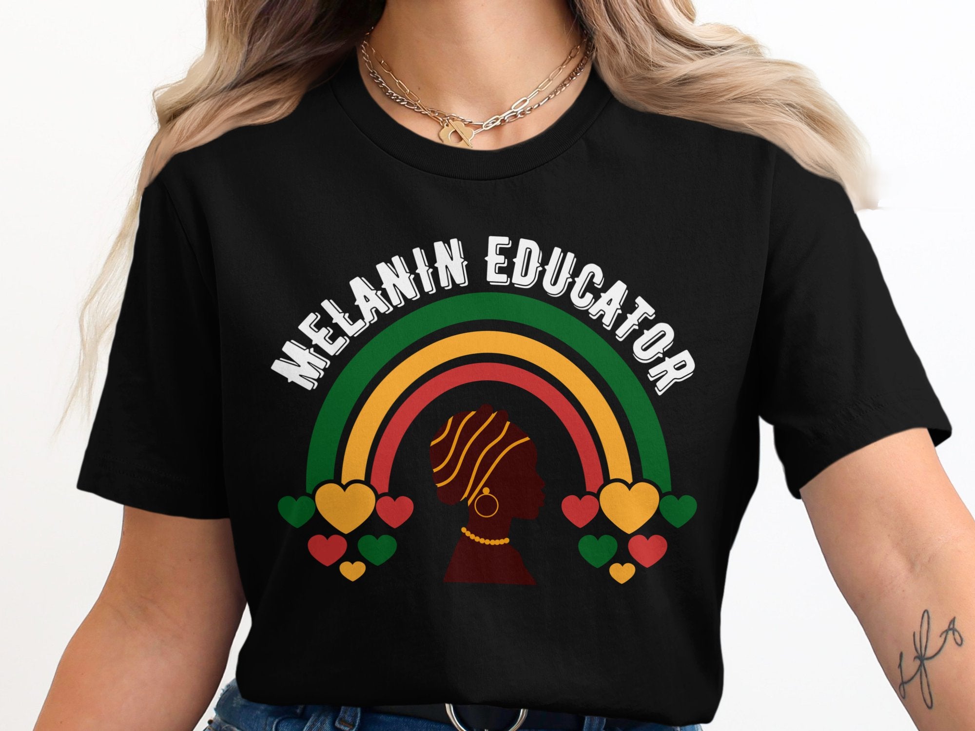 Melanin Educator Graphic Rainbow T-Shirt Product