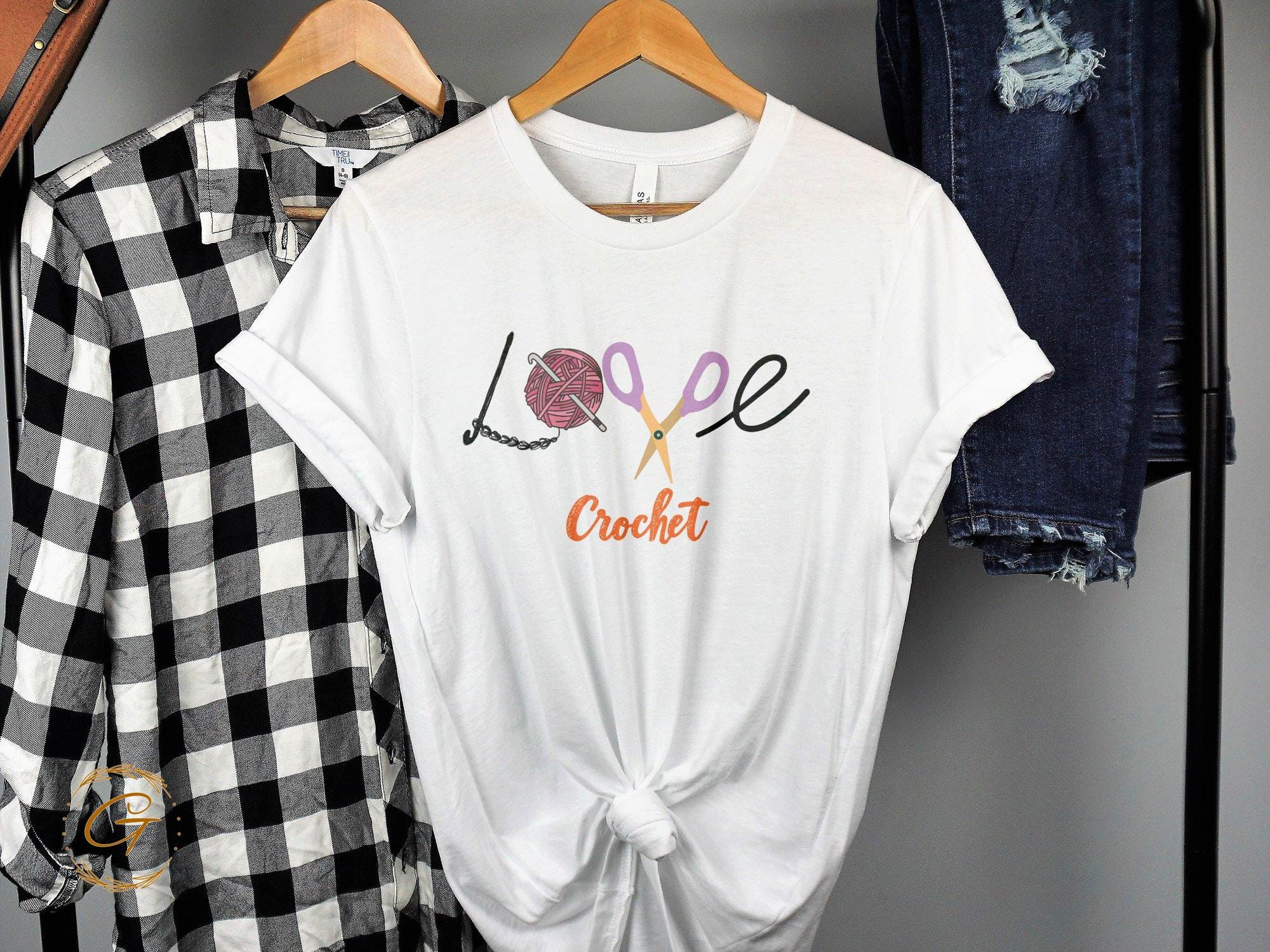 Hobby Shirt 'Love Crochet Tee, Yarn Scissors Design Tee