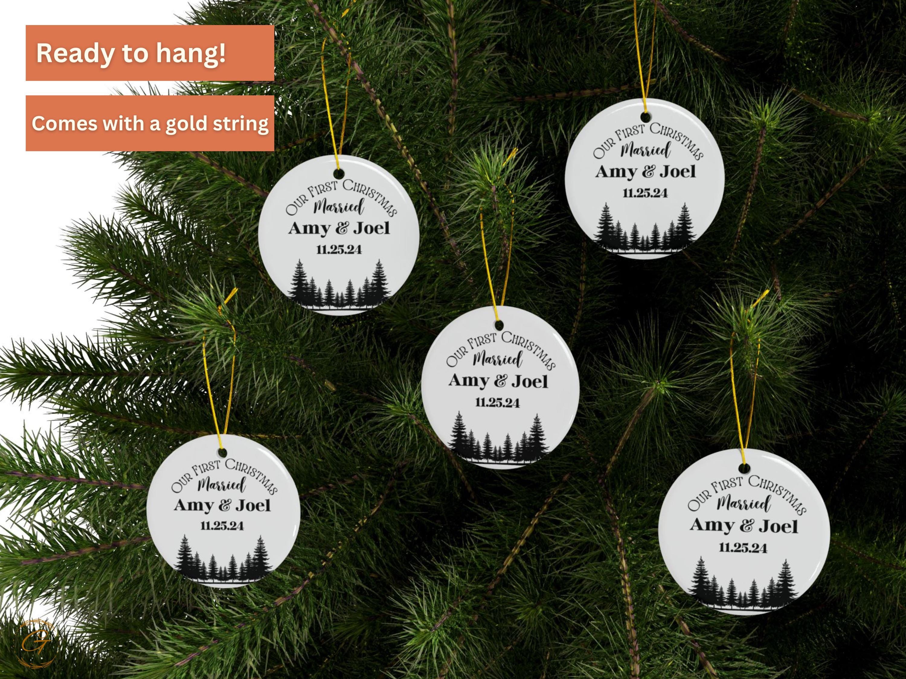 Personalized First Christmas Ornament, Married Personalized Ornament, Custom Tree Design Ornament Keepsake Newlywed Gift, Ideal Married Gift