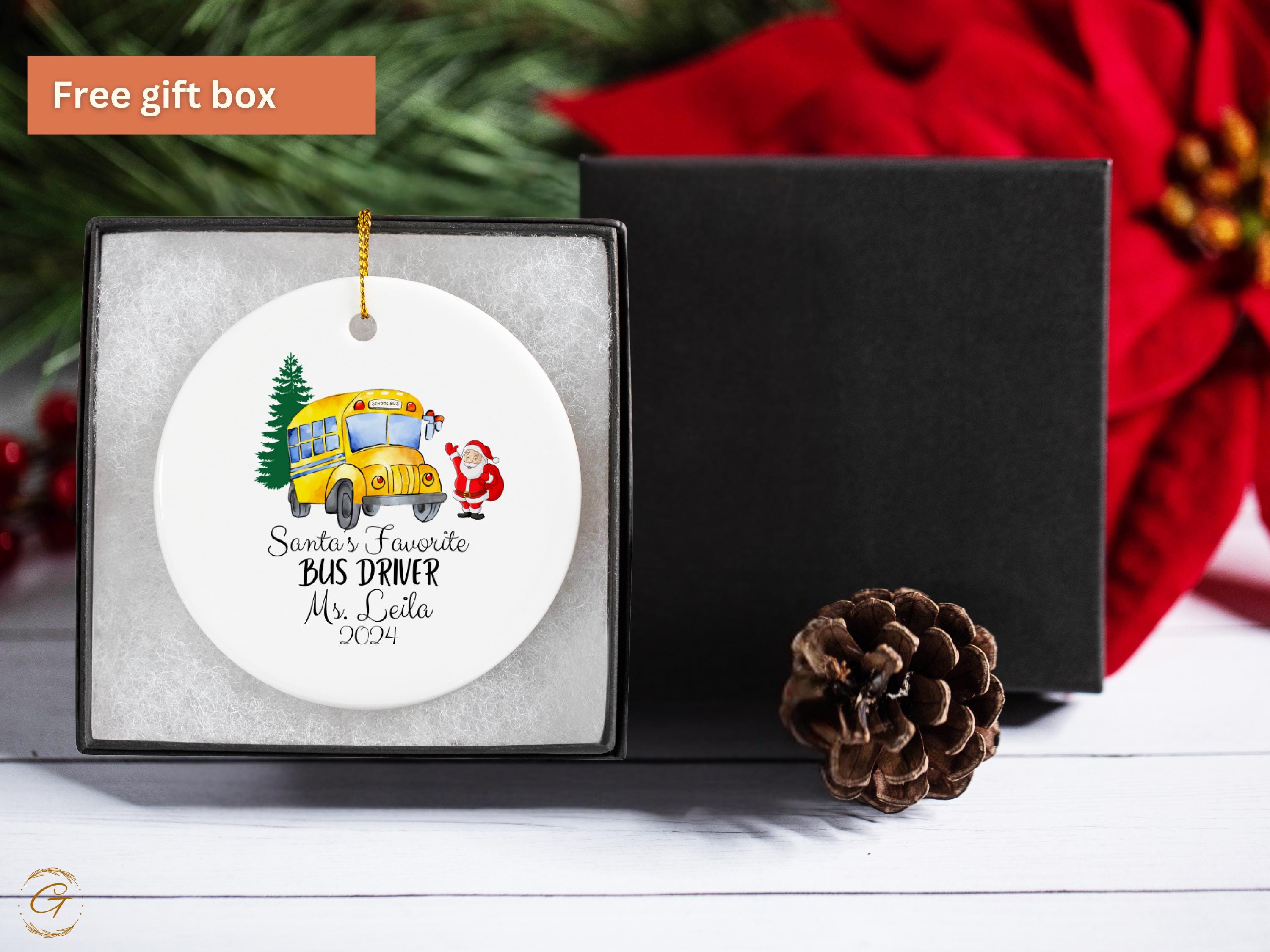 Personalized Christmas Ornament for Bus Drivers, Custom Santa's Favorite Bus Driver Ornament, Holiday Gift for Bus Drivers, Holiday Keepsake