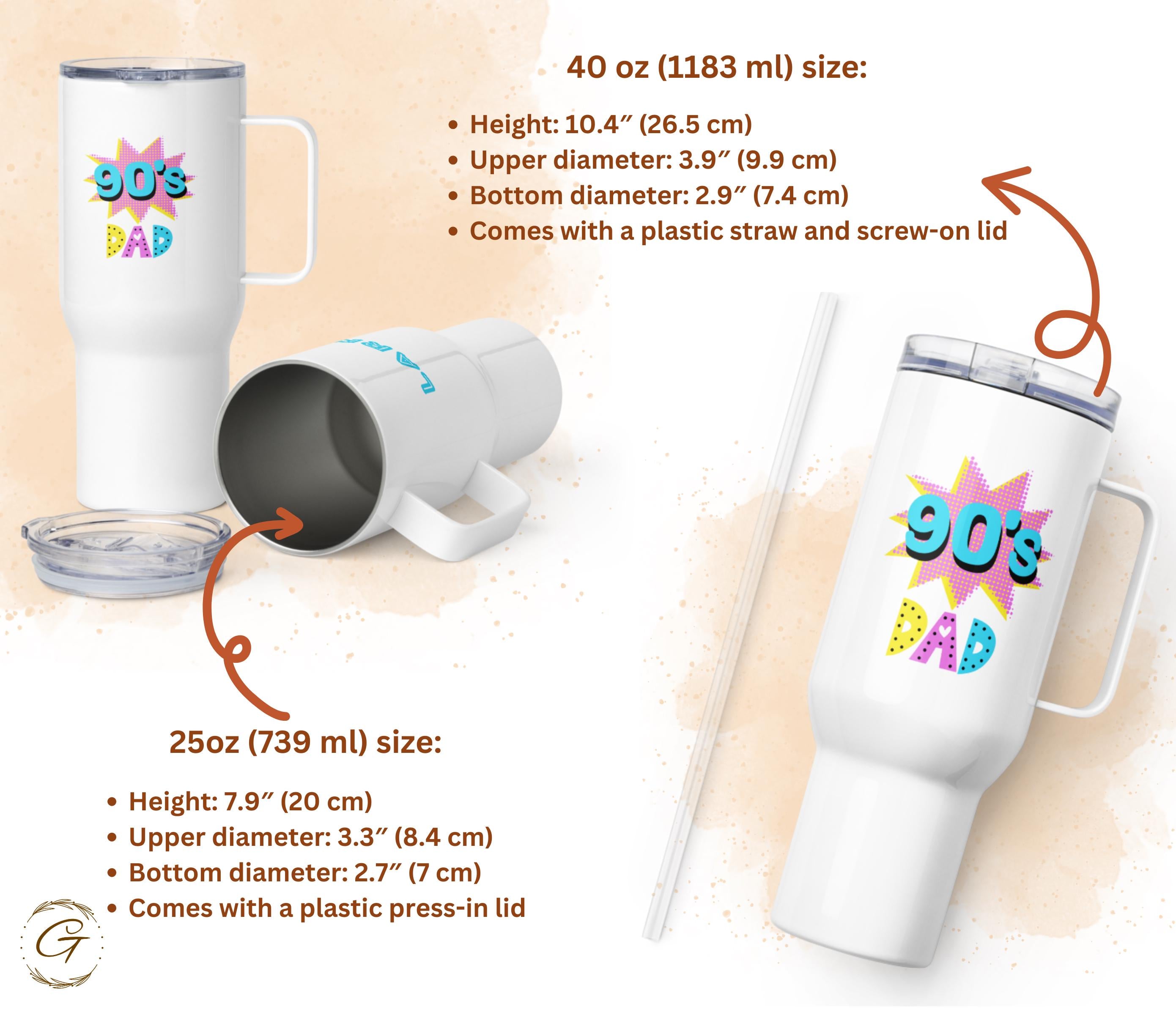 90’s Dad Travel Mug with Handle Retro Coffee Tumblers
