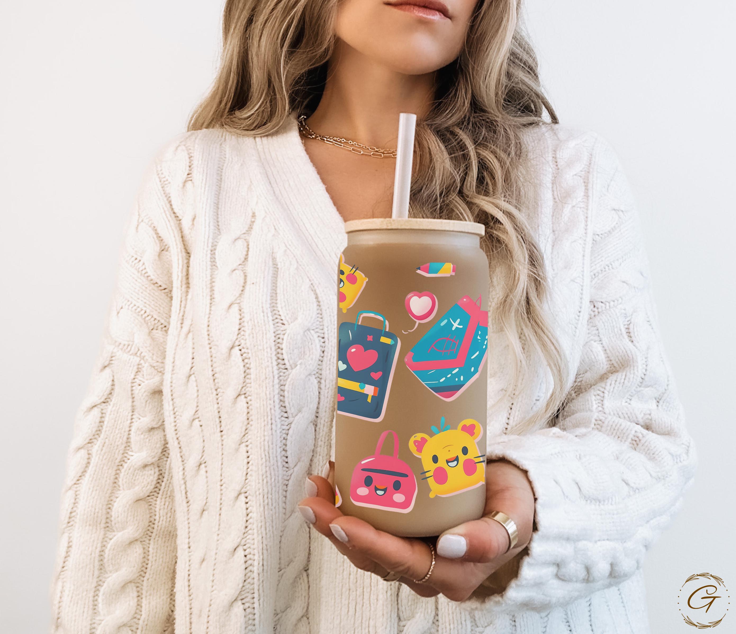 Cute Kawaii Pattern Frosted Glass Cup