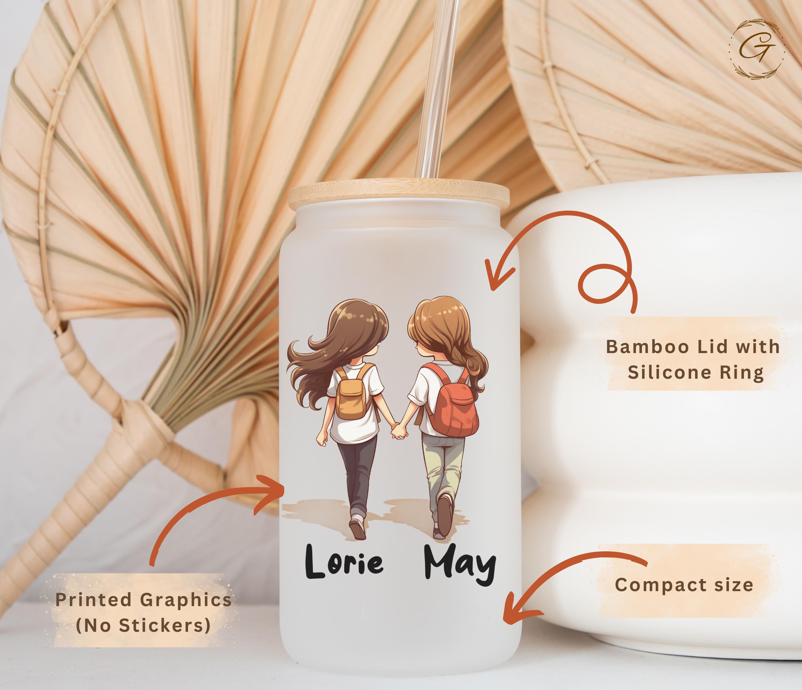 School Girls Design Frosted Glass Cup