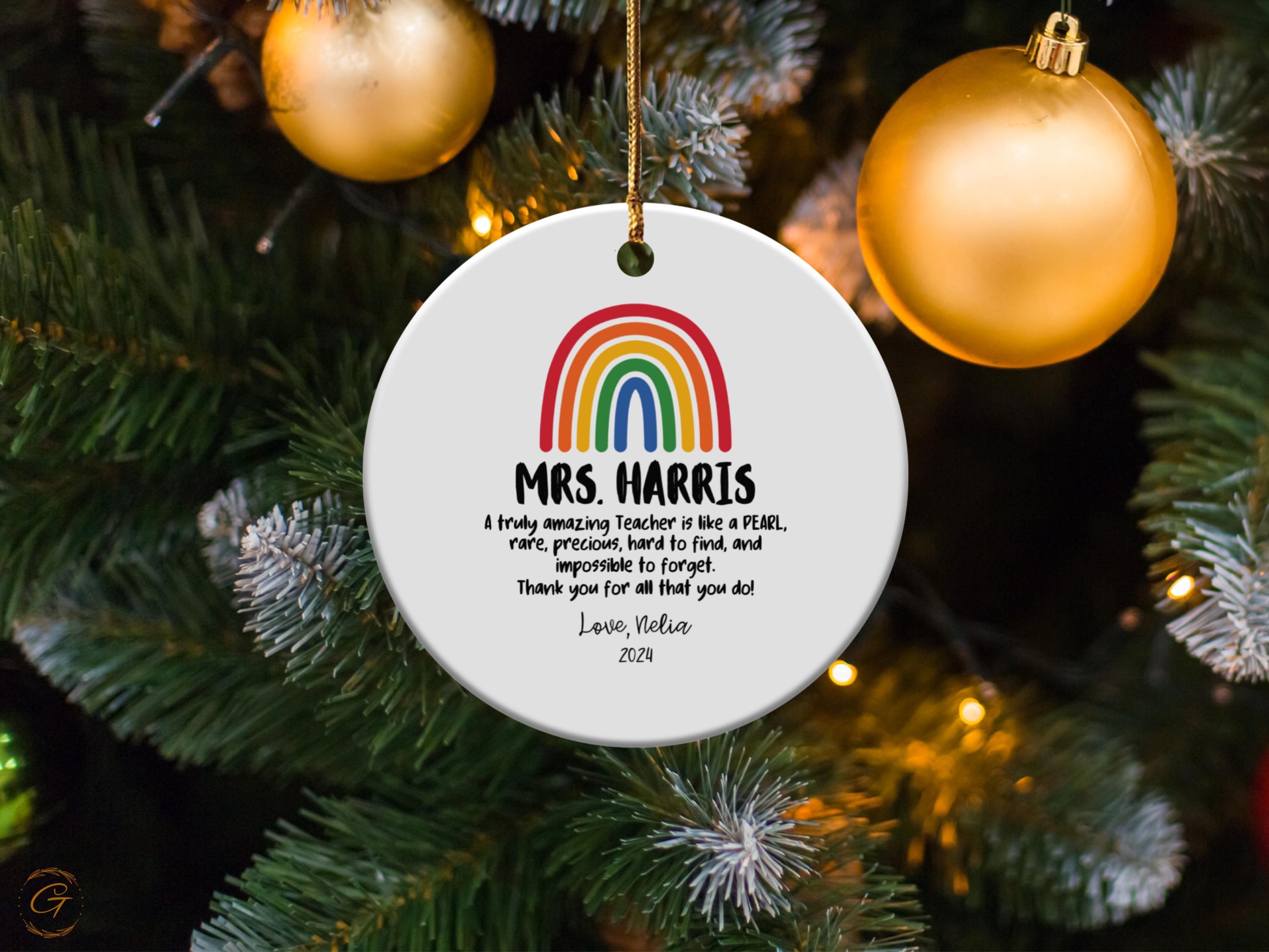 Personalized Teacher Rainbow Ornament, Teacher Appreciation Keepsakes