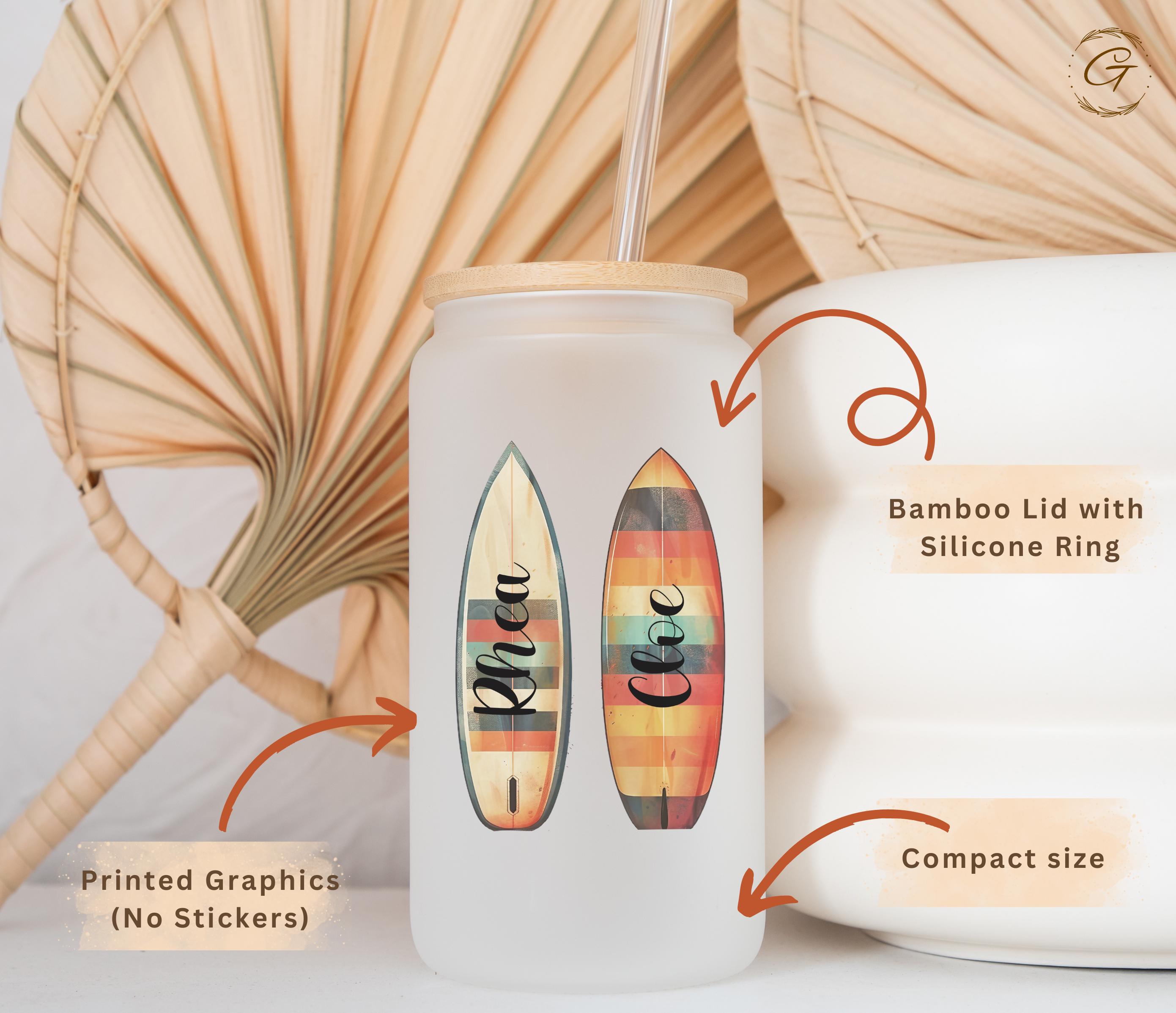 Surfer Girls Frosted Glass Cup