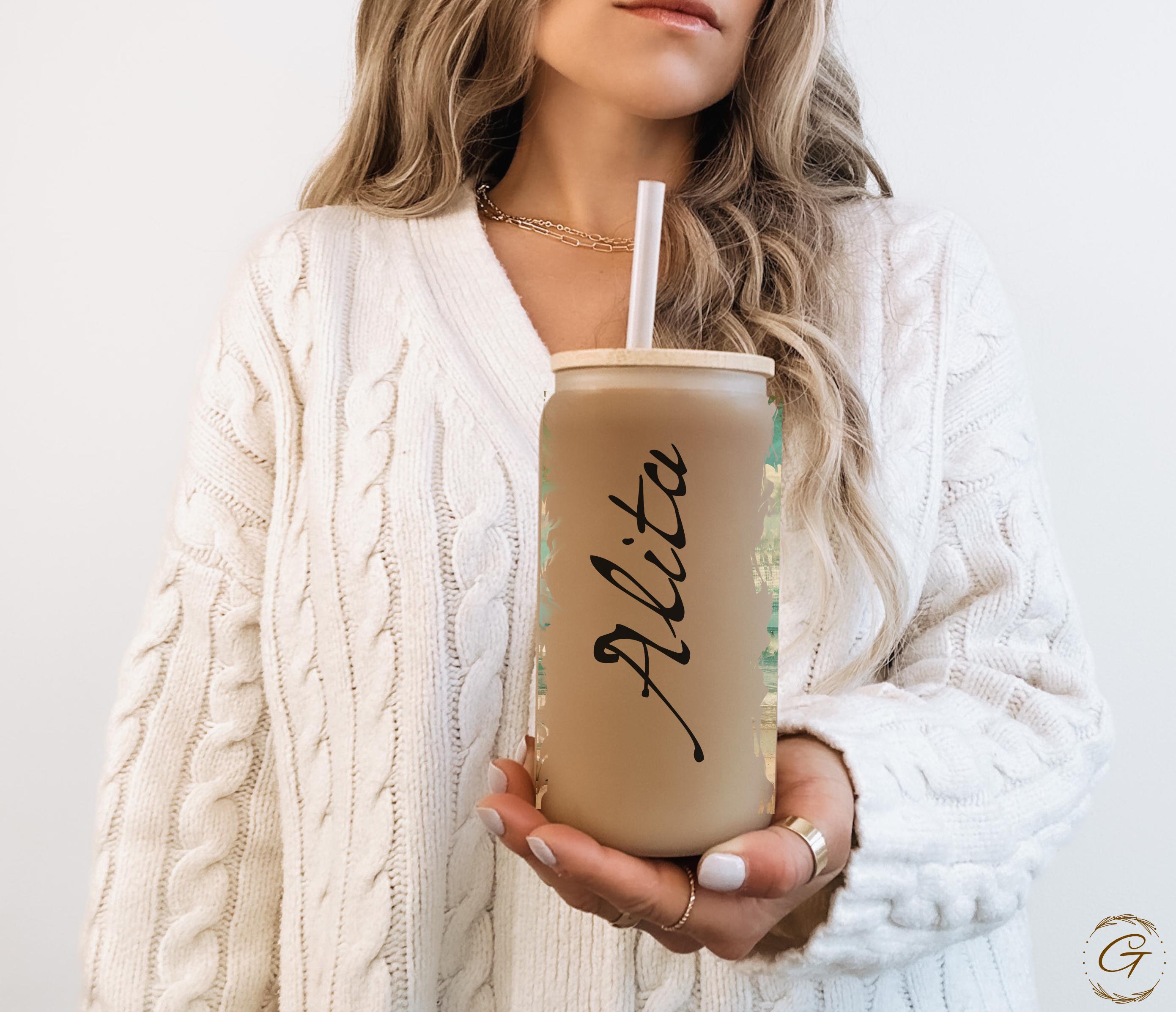 Surf Girl Beach Frosted Glass Cup, Personalized Libbey Cup