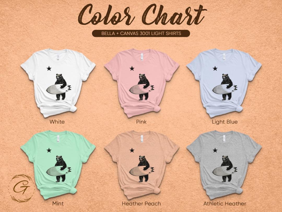 Surfing Bear T-Shirt, Beach Bear Graphic Tee