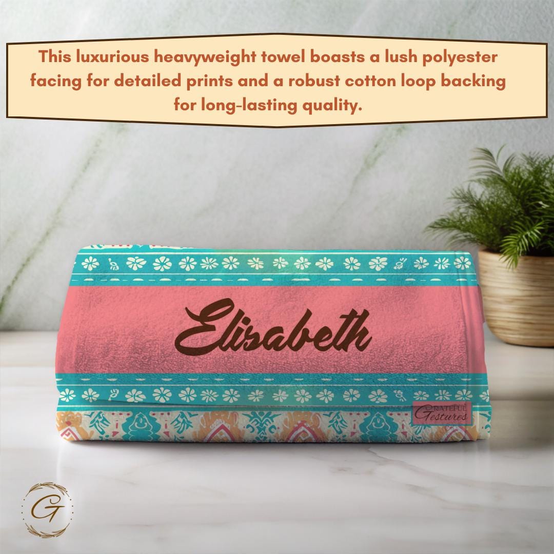 Bohemian Mint Personalized Beach Towel