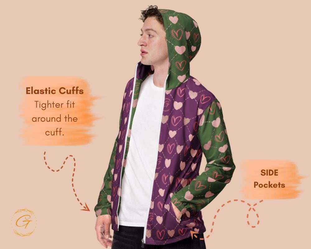 Men’s Windbreaker G Hearts Stylish Zip-Up Jacket